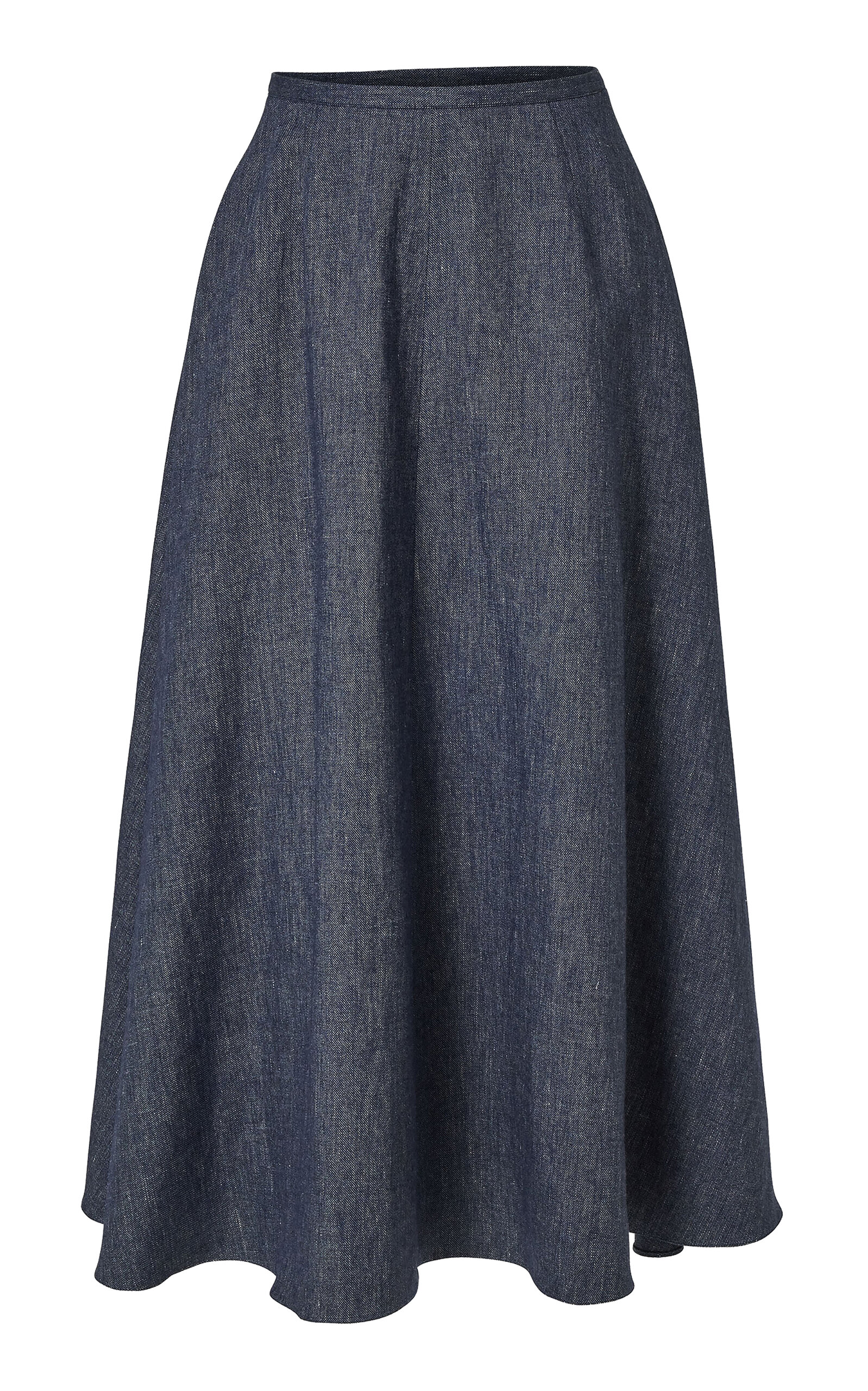 Carolina Herrera - Half-Circle Linen-Cashmere Blend Skirt - Blue - US 0 - Moda Operandi