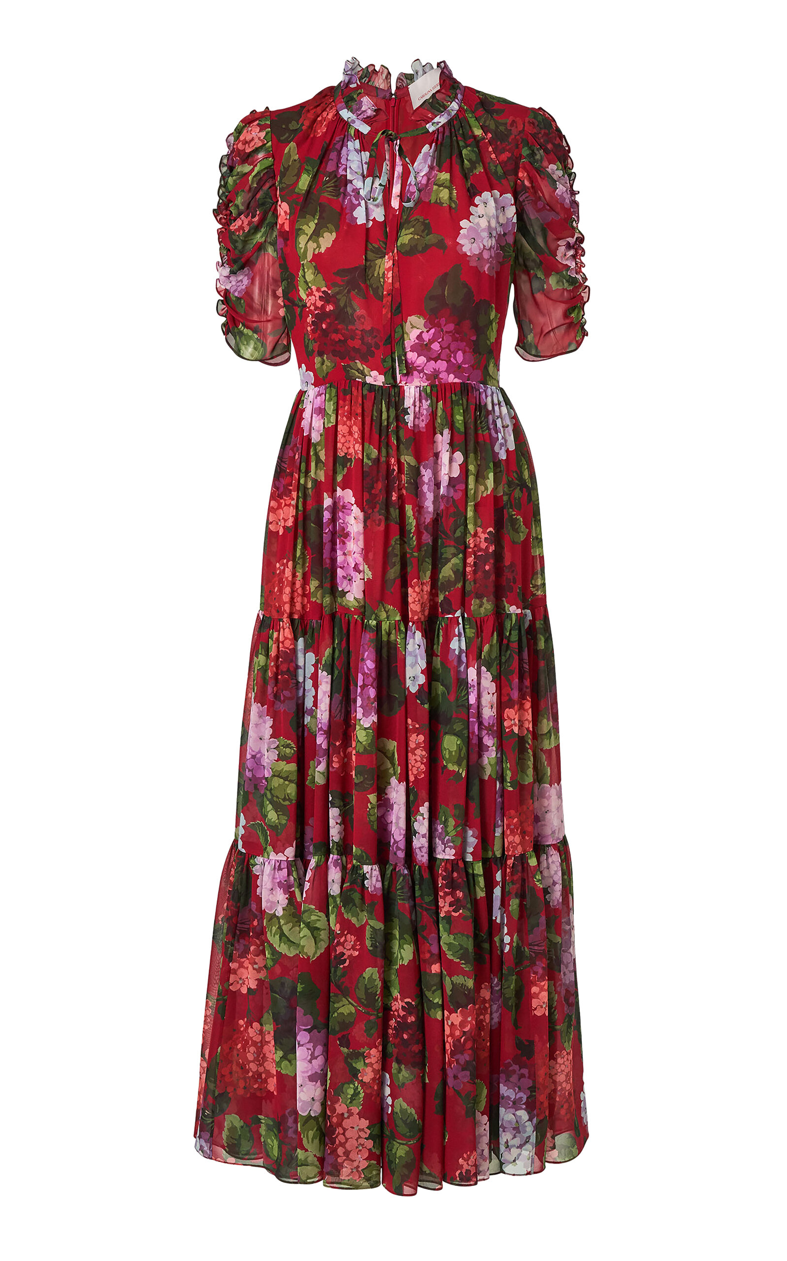 Carolina Herrera Hydrangea-Printed Chiffon Dress