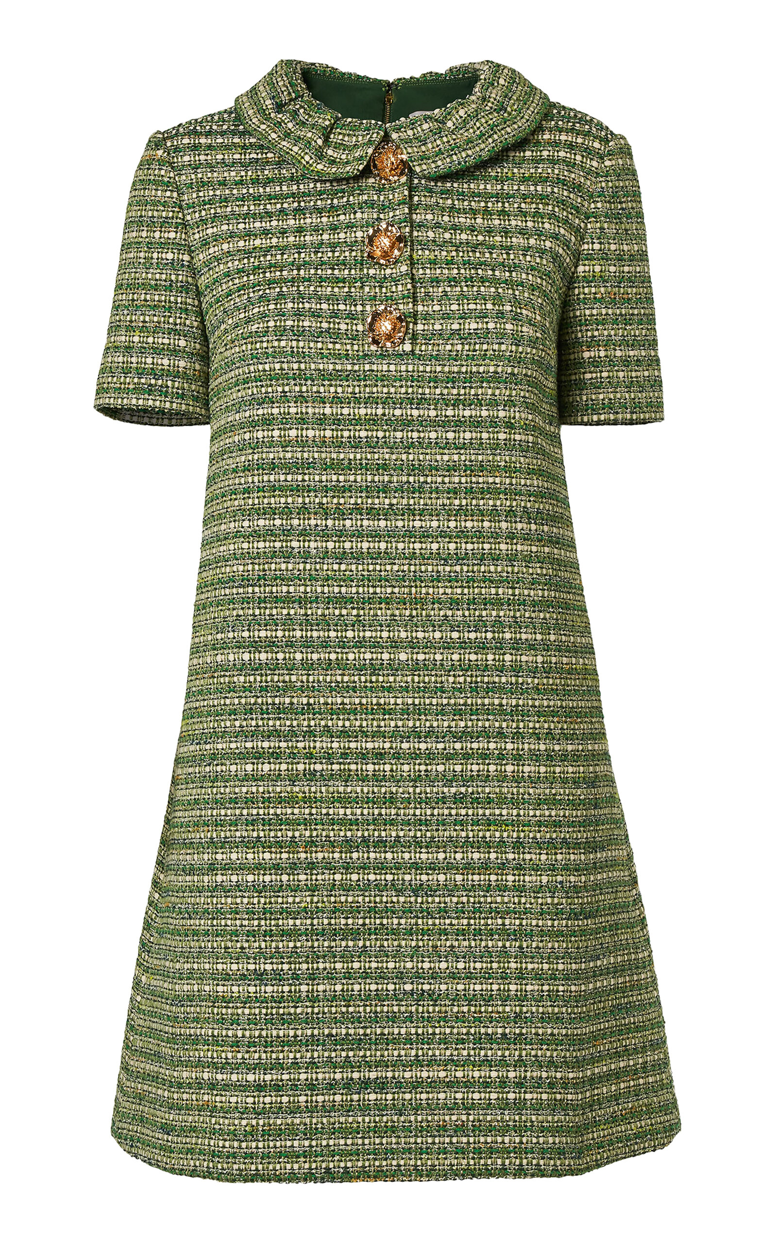 Carolina Herrera Collared Cotton-Blend Tweed Shift Dress