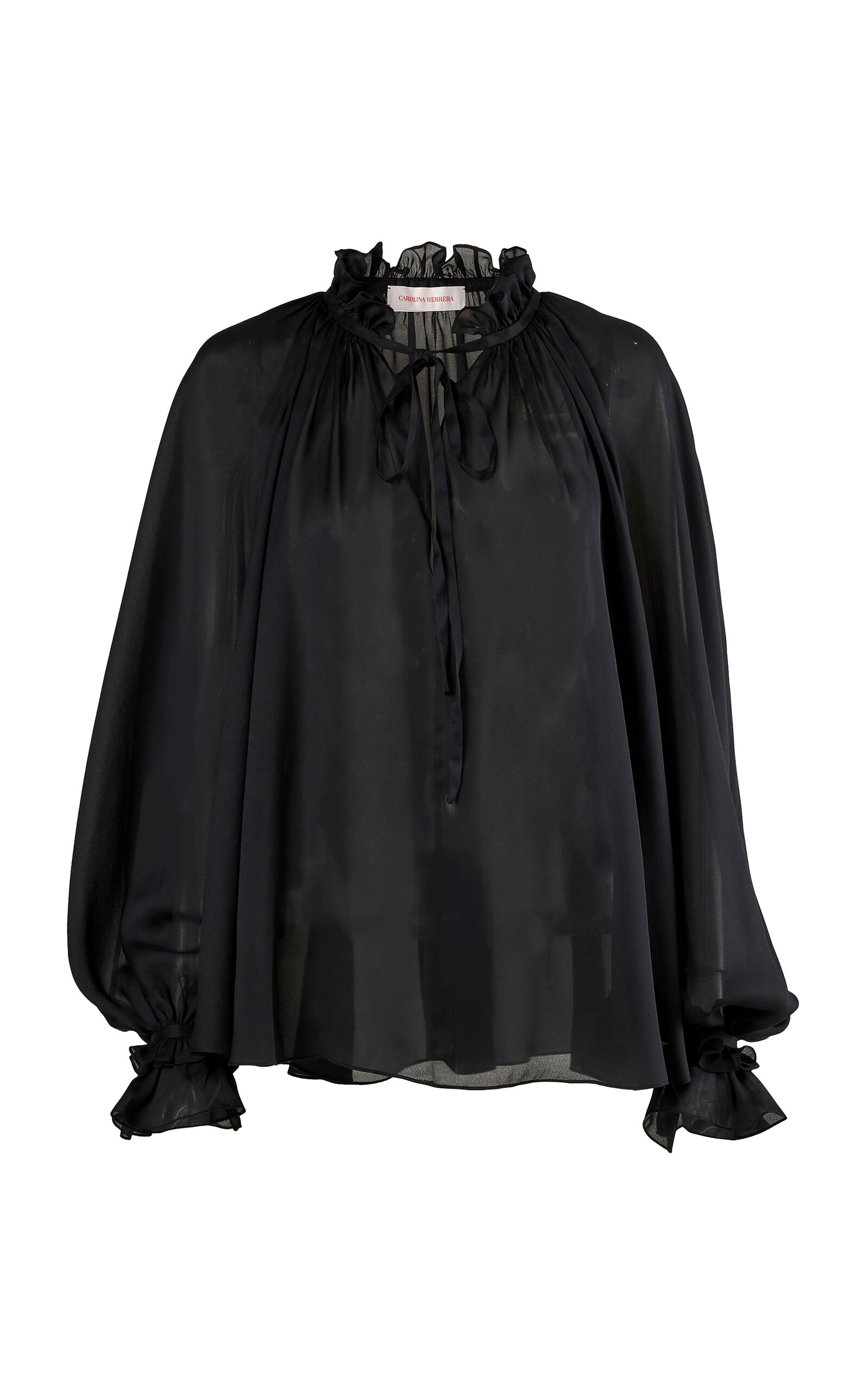 Carolina Herrera Tie-Neck Silk-Chiffon Blouse