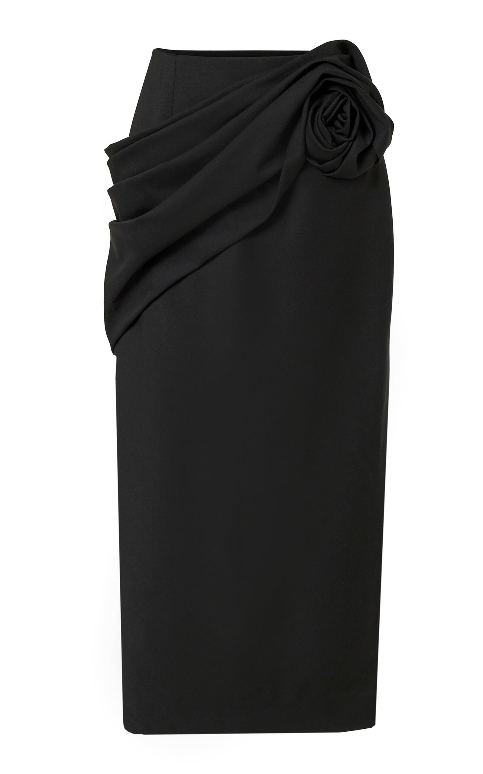 Carolina Herrera Draped Stretch-Wool Tailor Midi Skirt