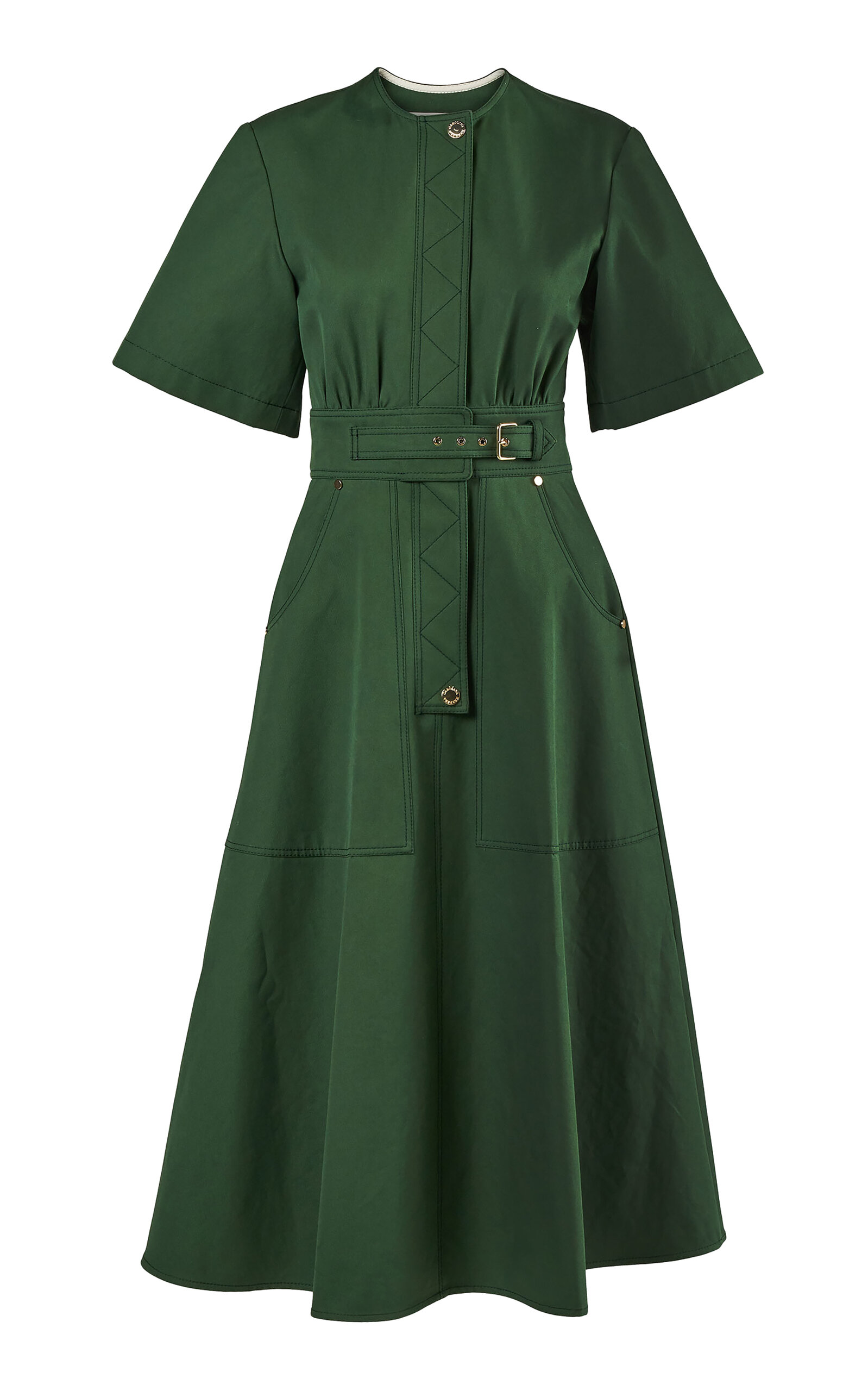 Carolina Herrera Belted A-Line Cotton-Twill Dress