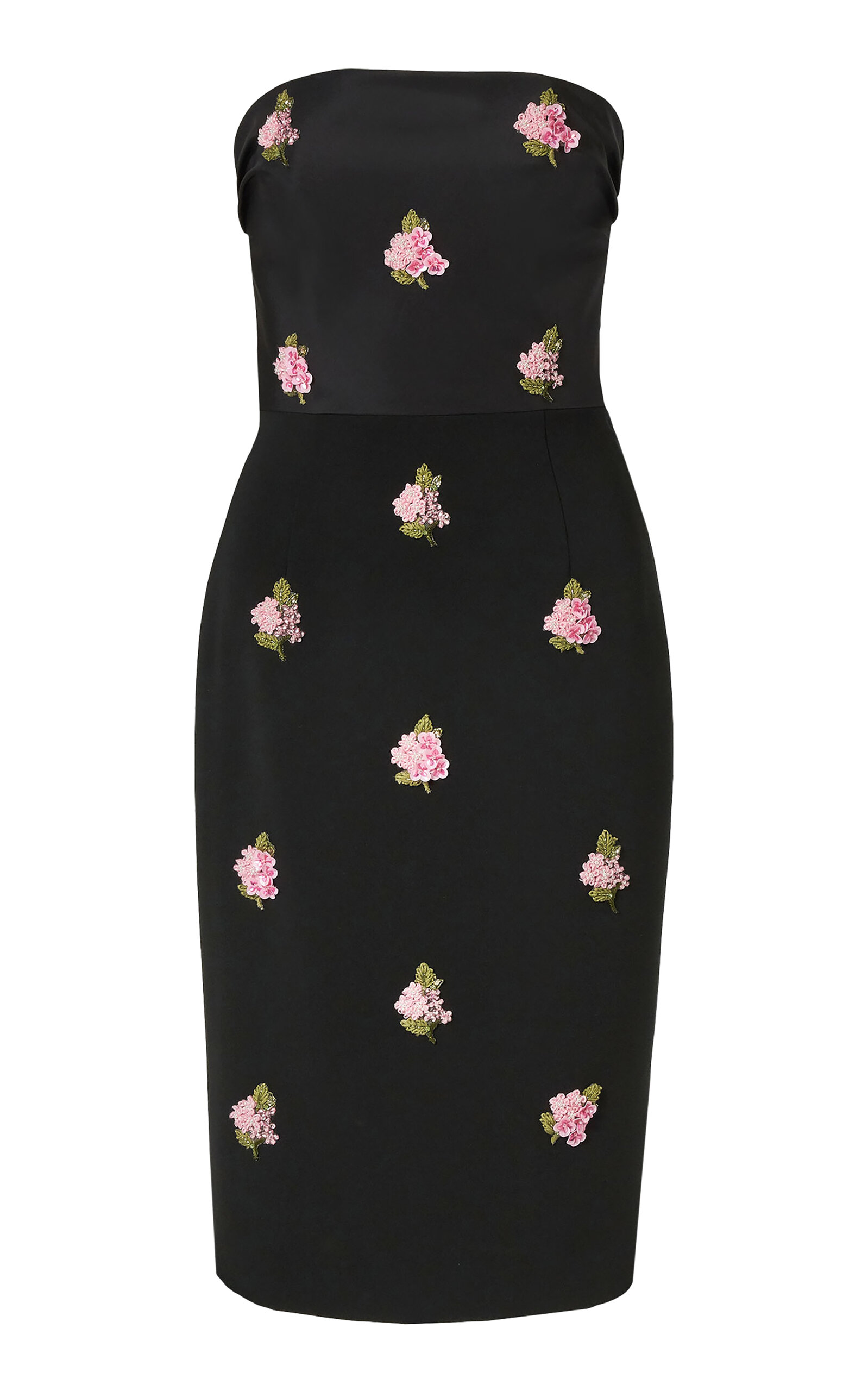 Carolina Herrera Embroidered Stretch Fluid Crepe Dress