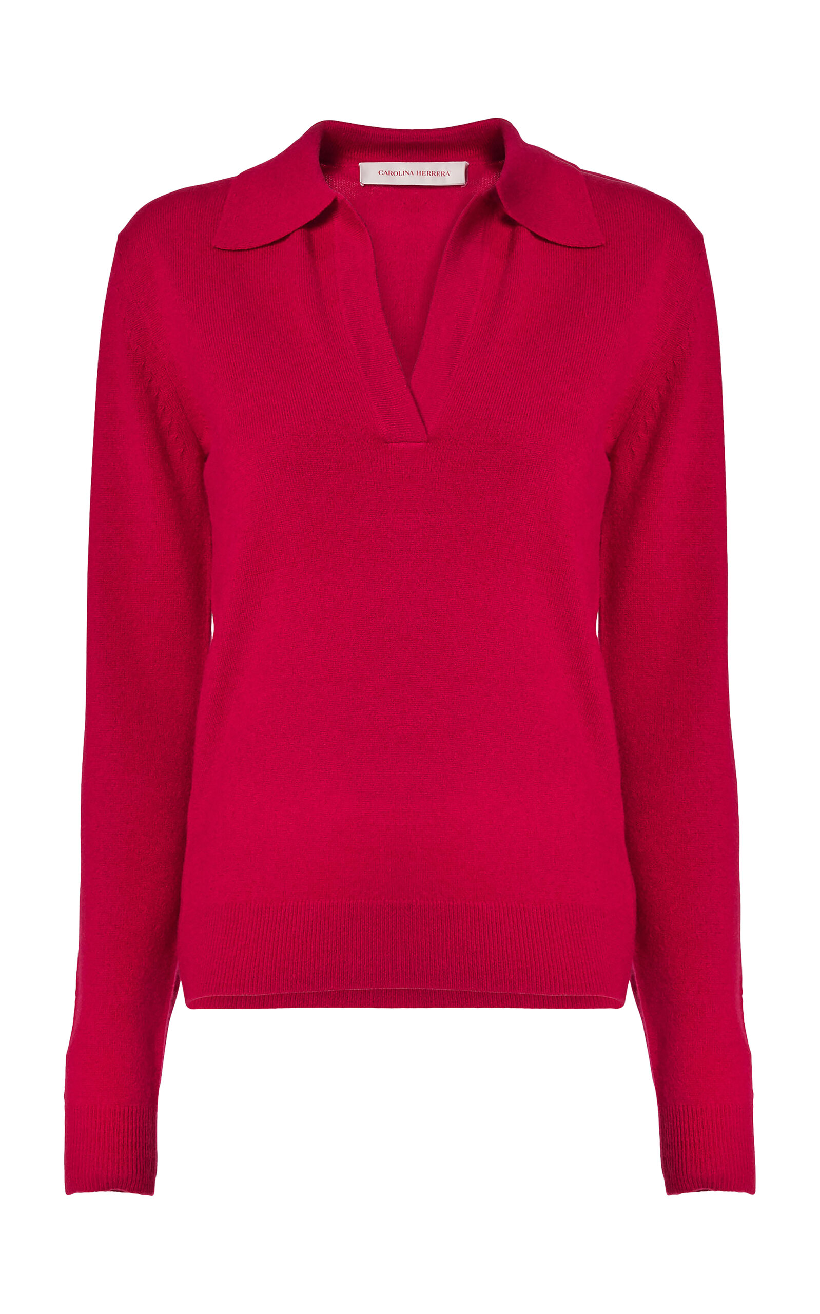 Carolina Herrera V-Neck Cashmere Polo Sweater