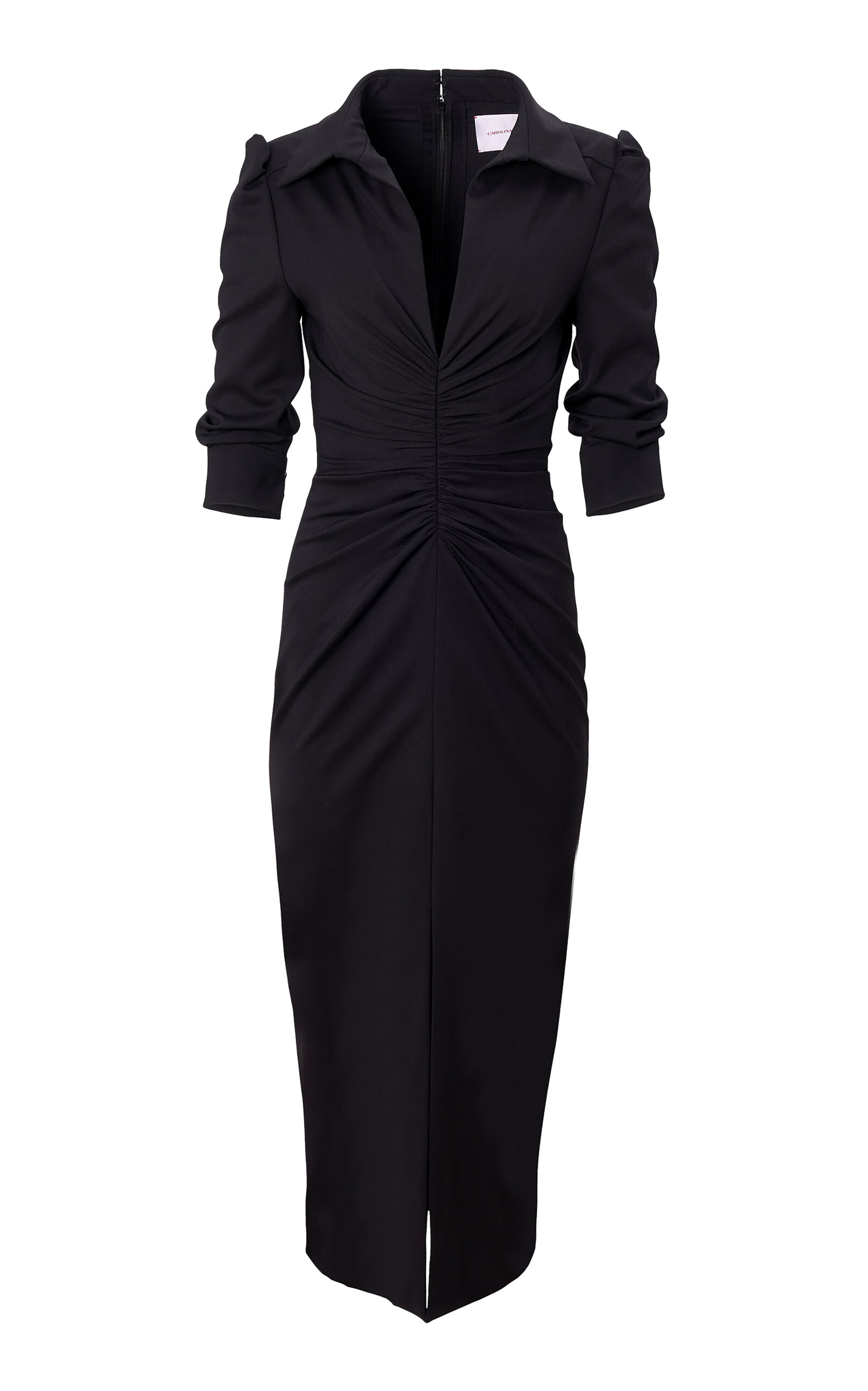 Carolina Herrera Stretch-Wool Tailoring Midi Dress
