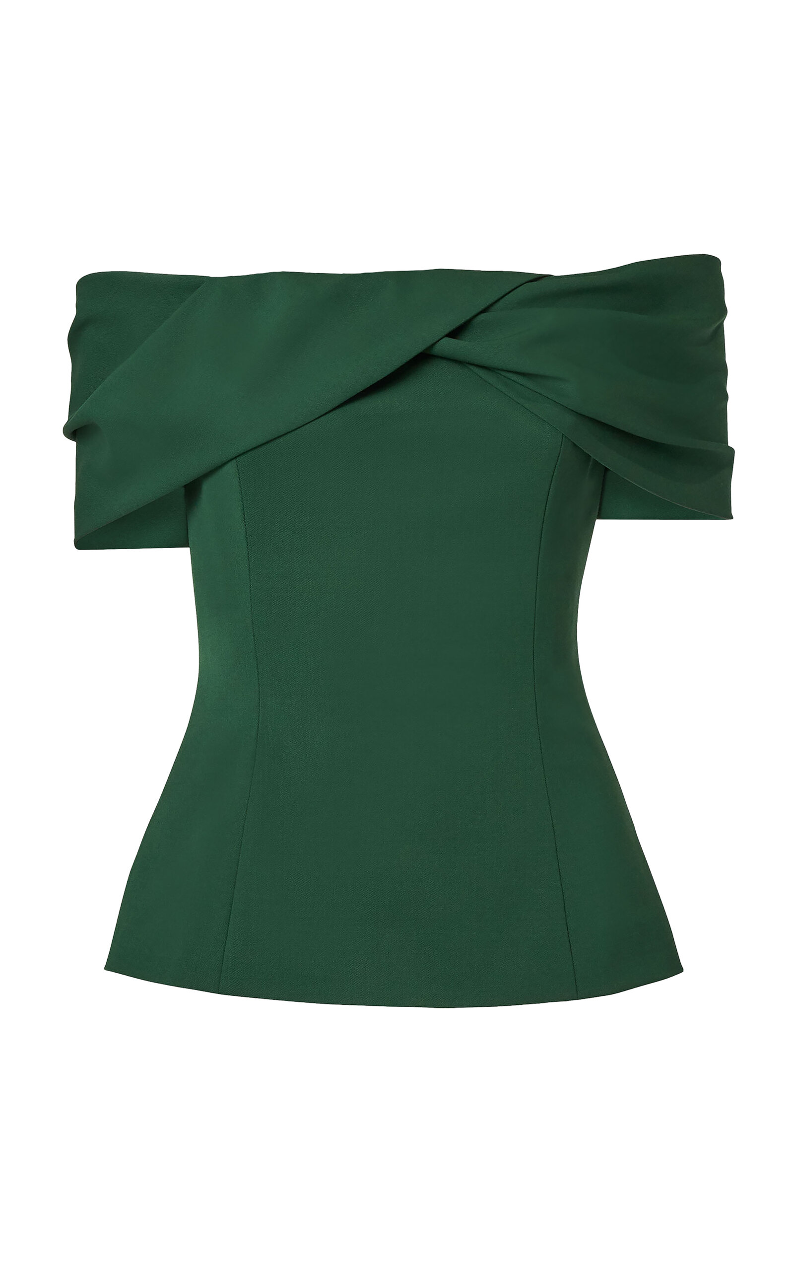 Carolina Herrera Off-The-Shoulder Stretch-Wool Tailoring Top