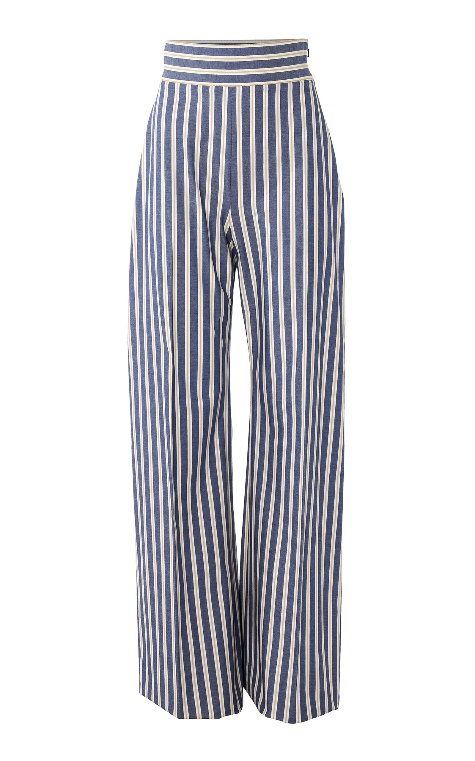 Carolina Herrera High-Rise Denim Stripe Wide-Leg Pants