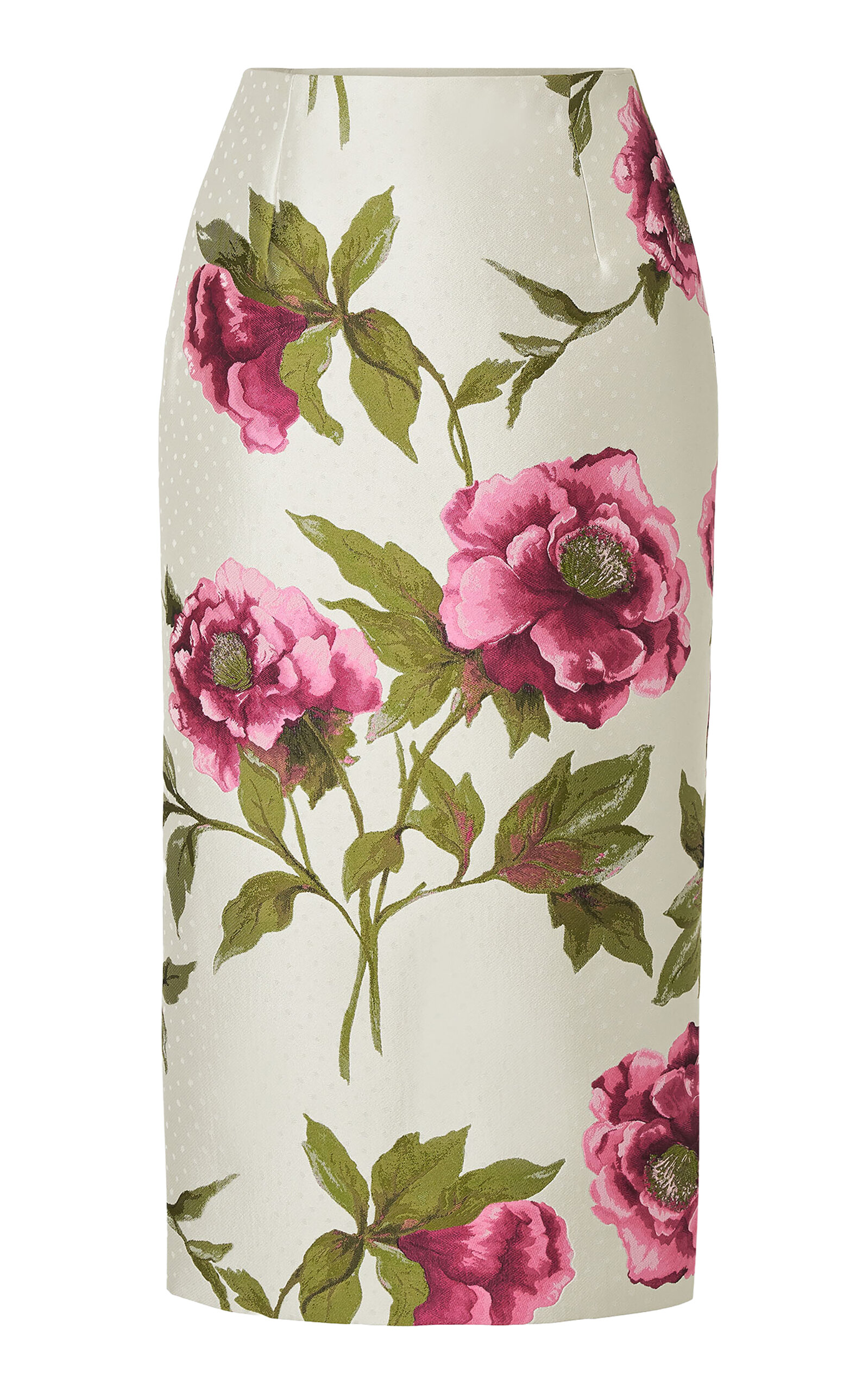 Carolina Herrera Peony Floral Jacquard Pencil Skirt