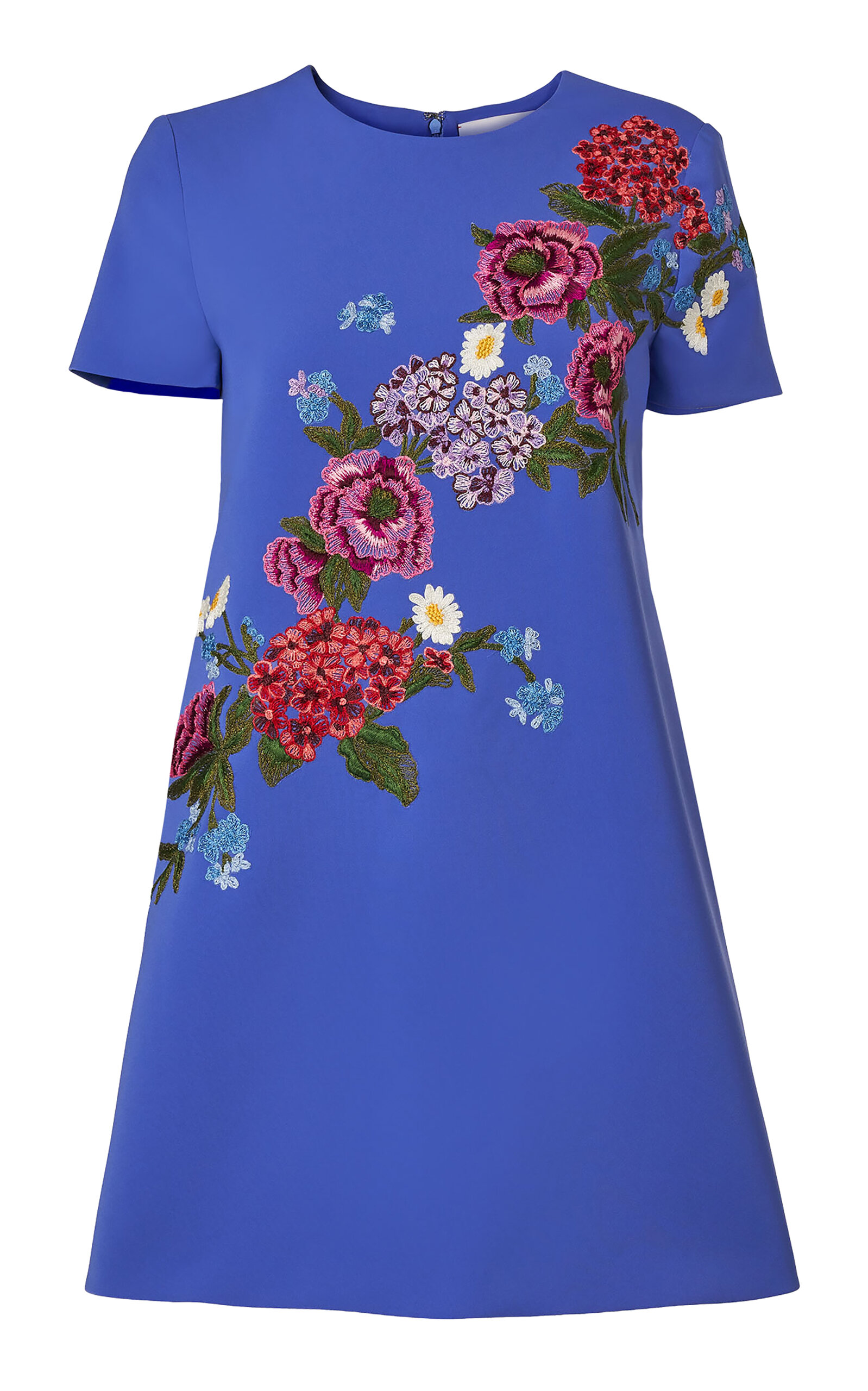 Carolina Herrera Embroidered Stretch Fluid Crepe Shift Dress