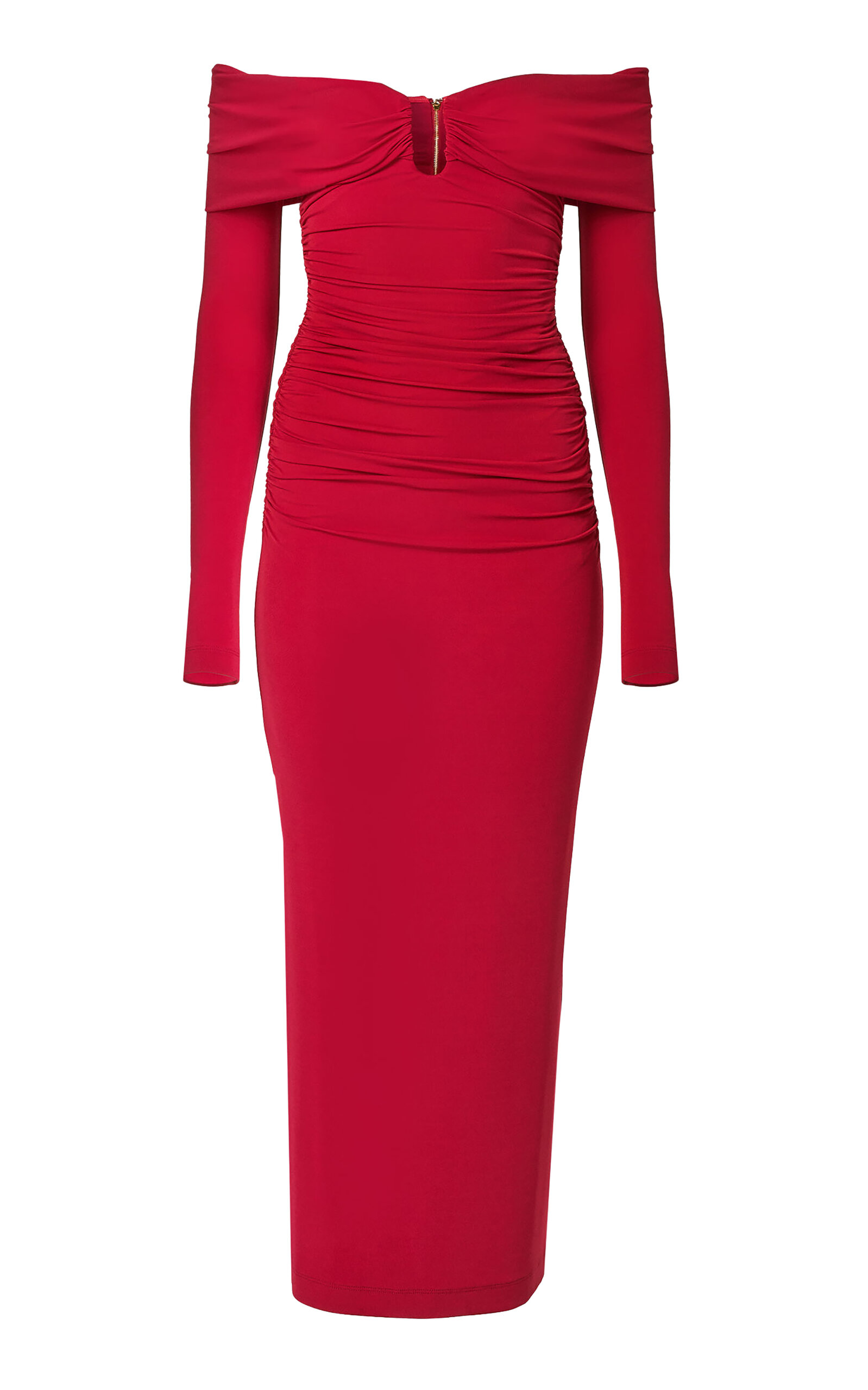 Carolina Herrera Ruched Matte Jersey Midi Dress
