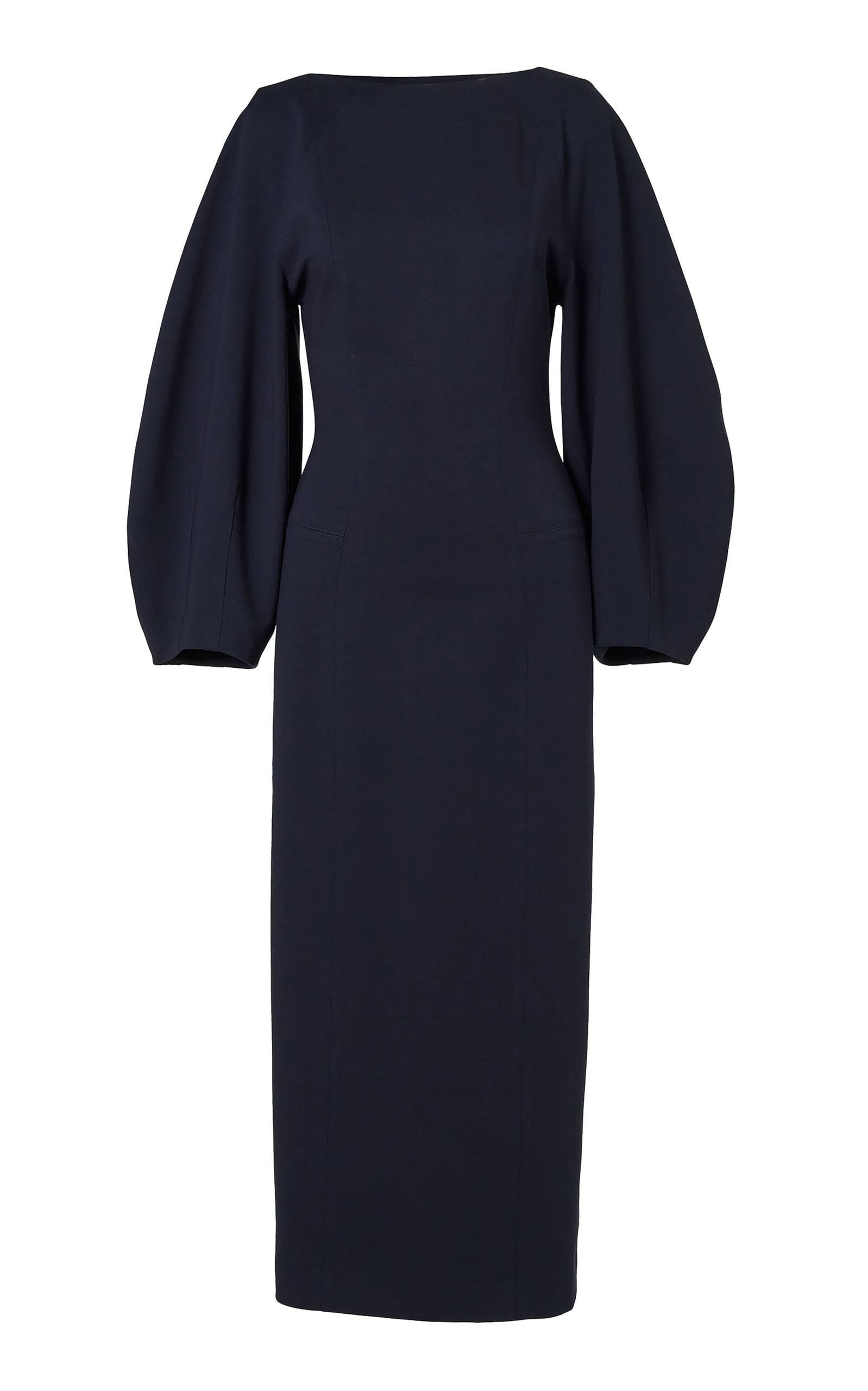 Carolina Herrera Balloon-Sleeved Pointed Midi Dress