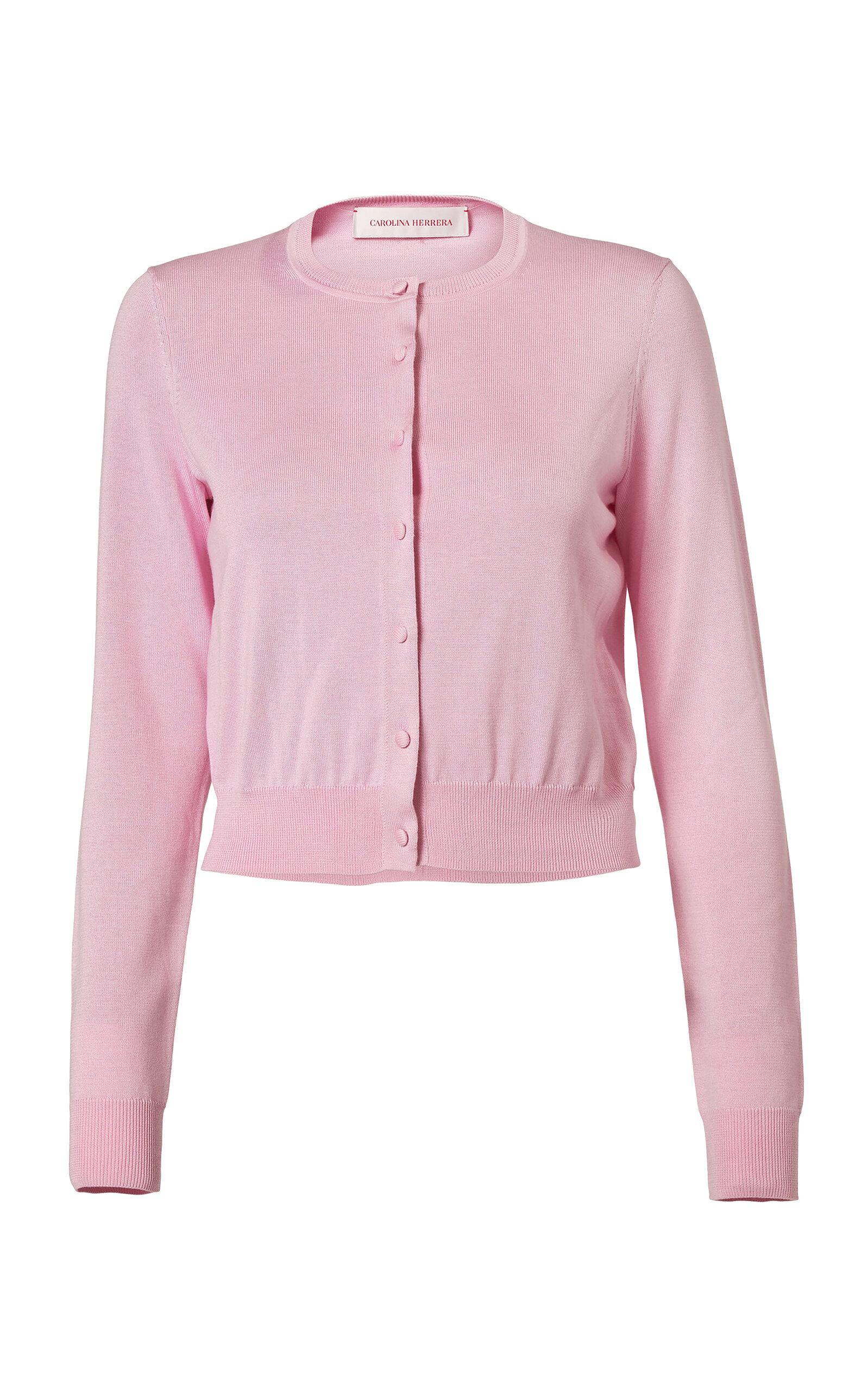 Carolina Herrera Button-Up Signature Silk-Cotton Cardigan