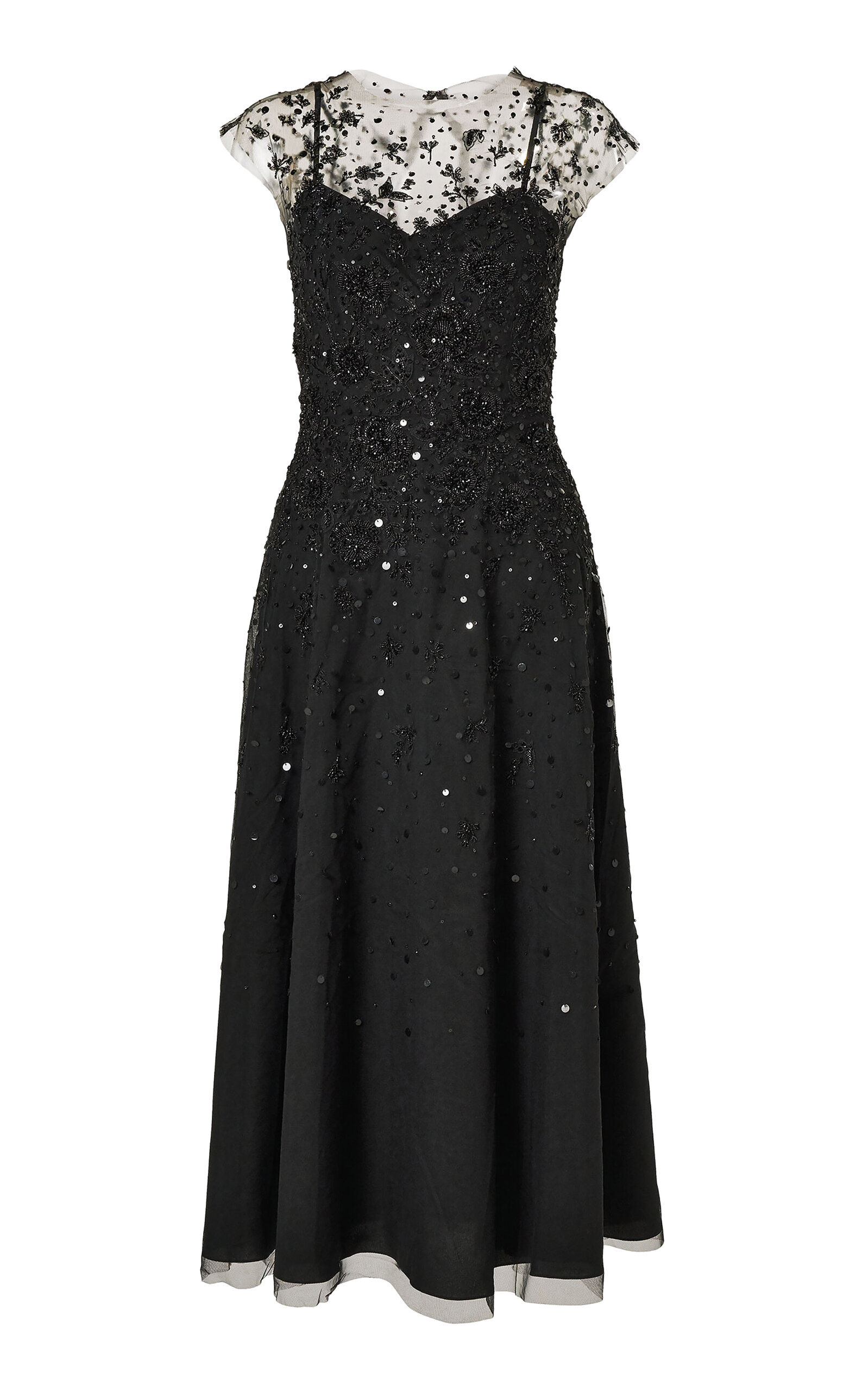 Carolina Herrera Embellished Tulle Midi Dress