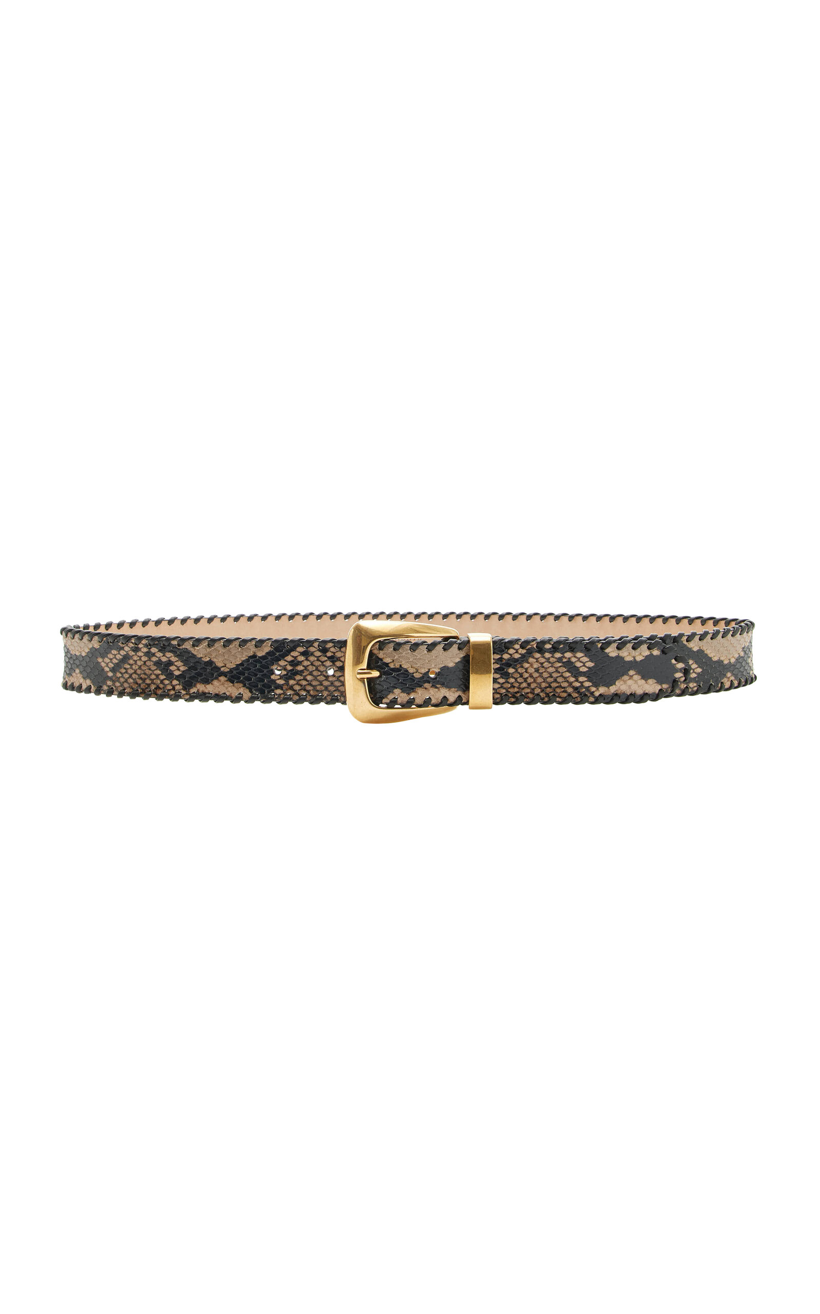 Khaite Benny Whipstitch Snake-Effect Leather Belt - Moda Operandi