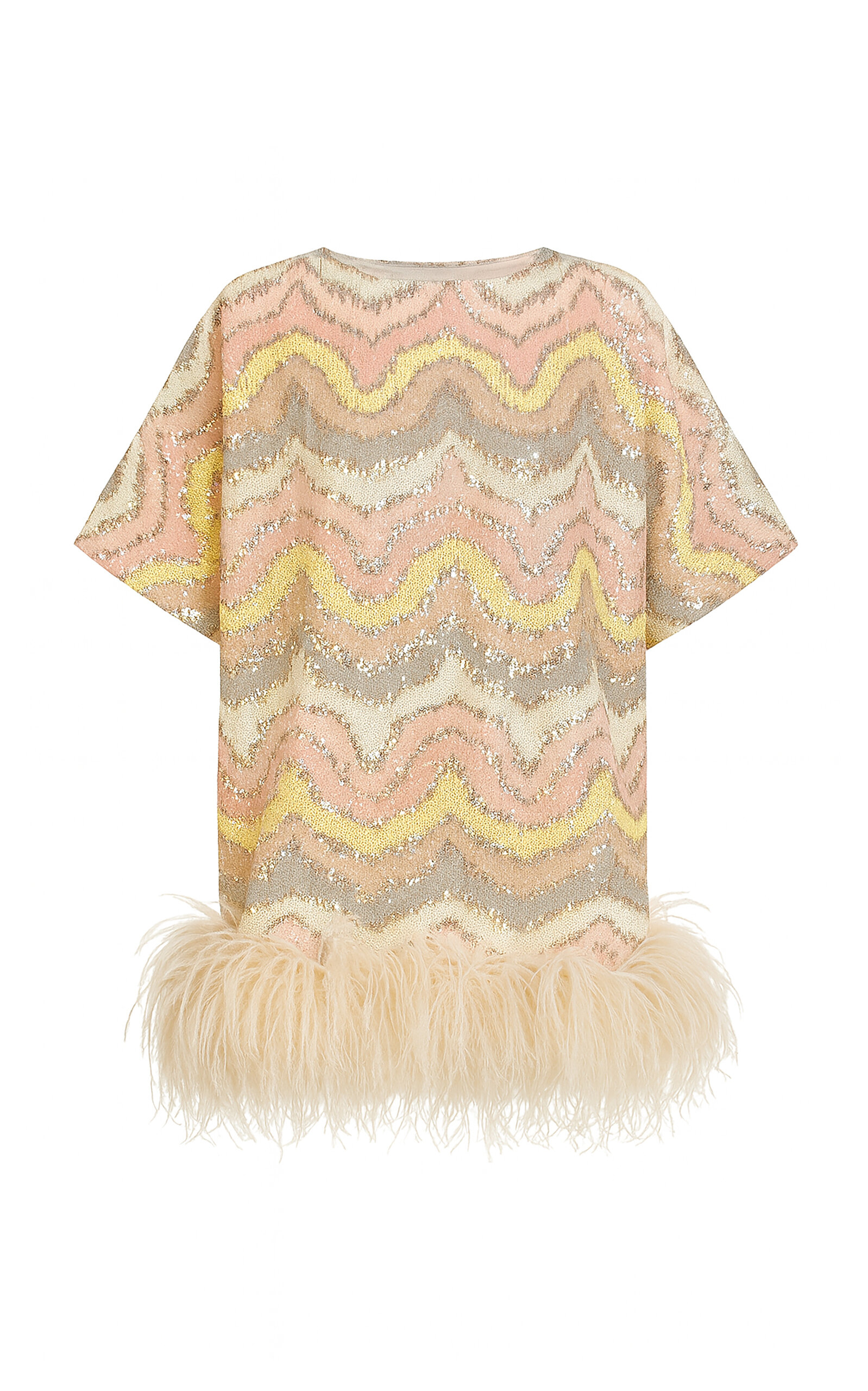 Dima Ayad Feather-Trimmed Sequined Top