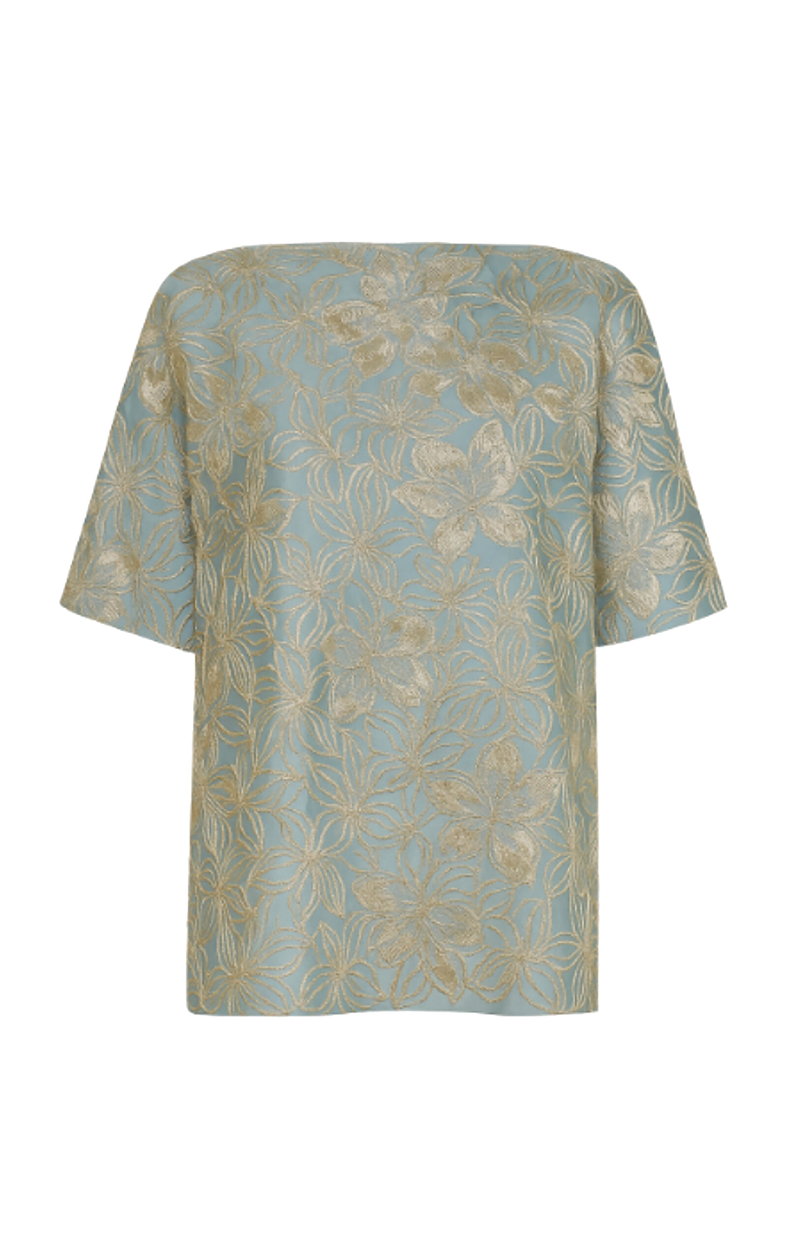 Dima Ayad - Metallic Floral-Print Top - Blue - XL - Moda Operandi