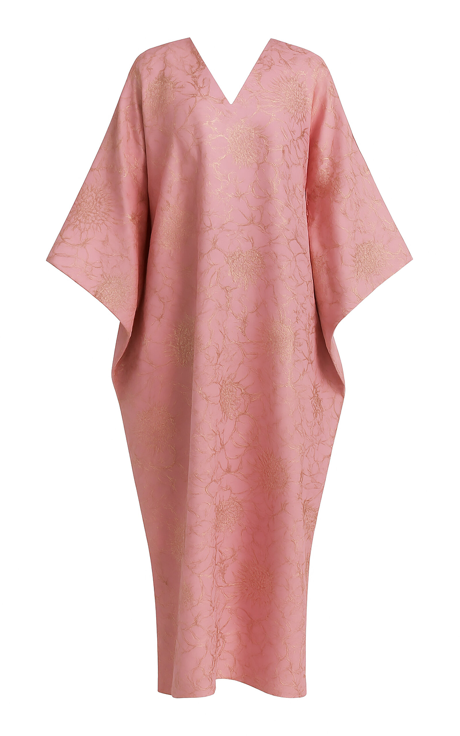 Dima Ayad Metallic-Embellished Floral-Print Maxi Caftan