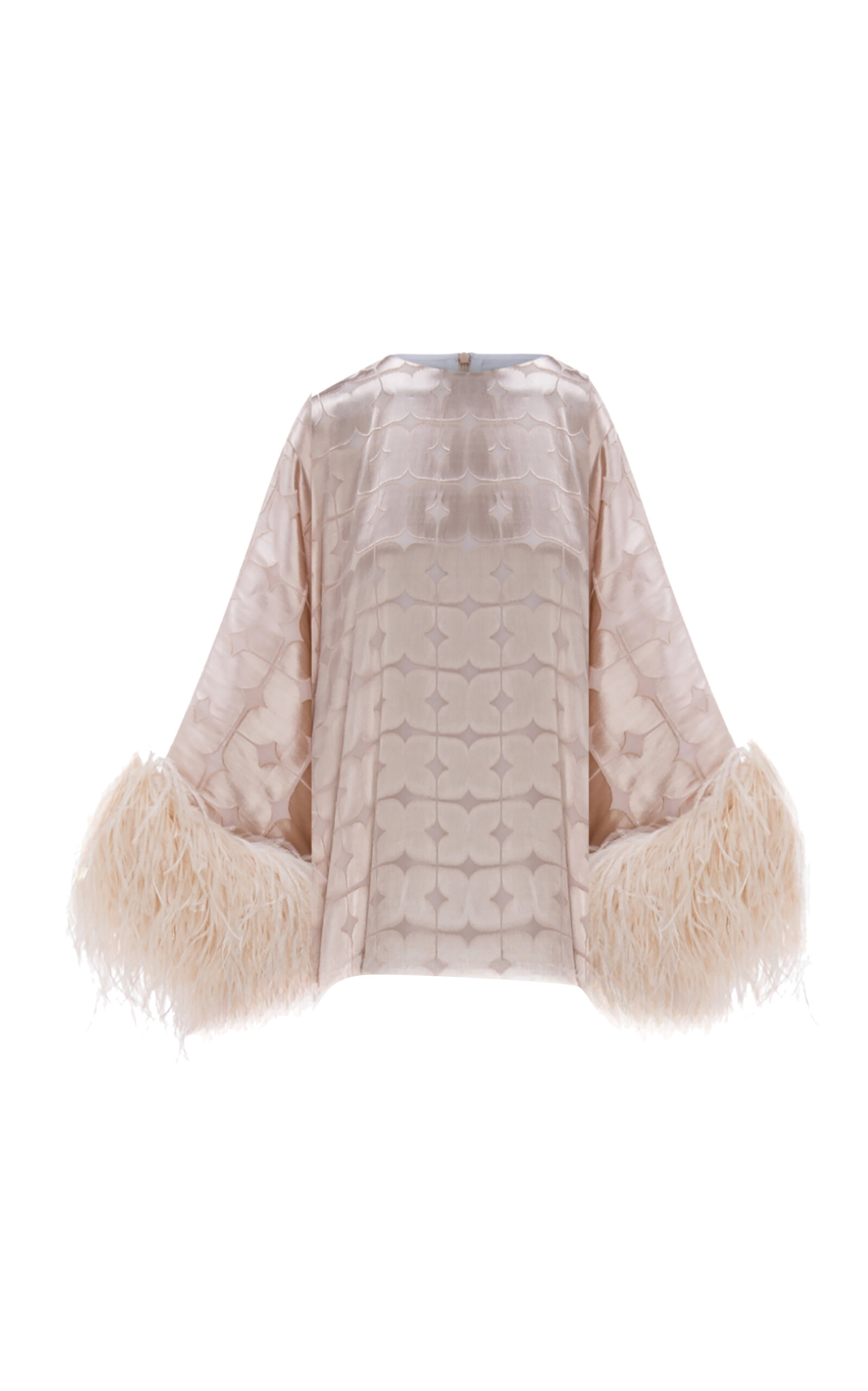 Dima Ayad Feather-Trimmed Long-Sleeve Top