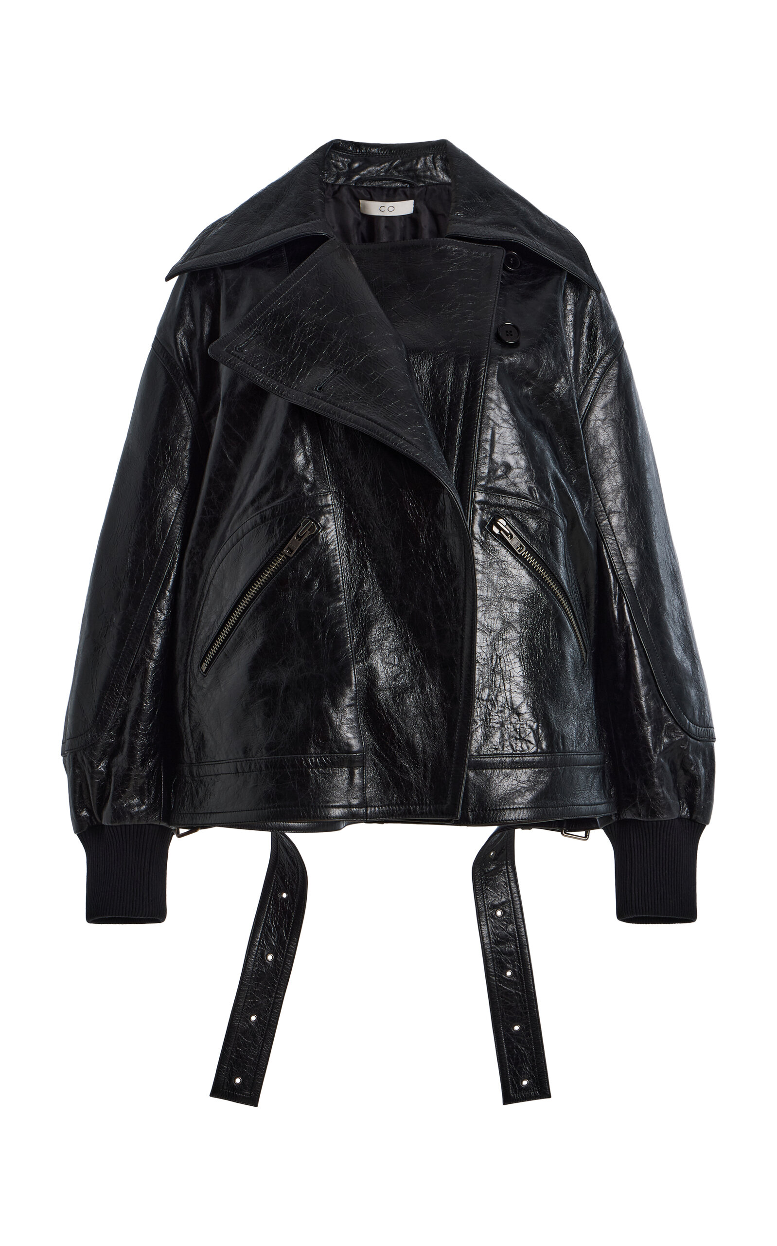 Co Oversized Leather Bomber Jacket