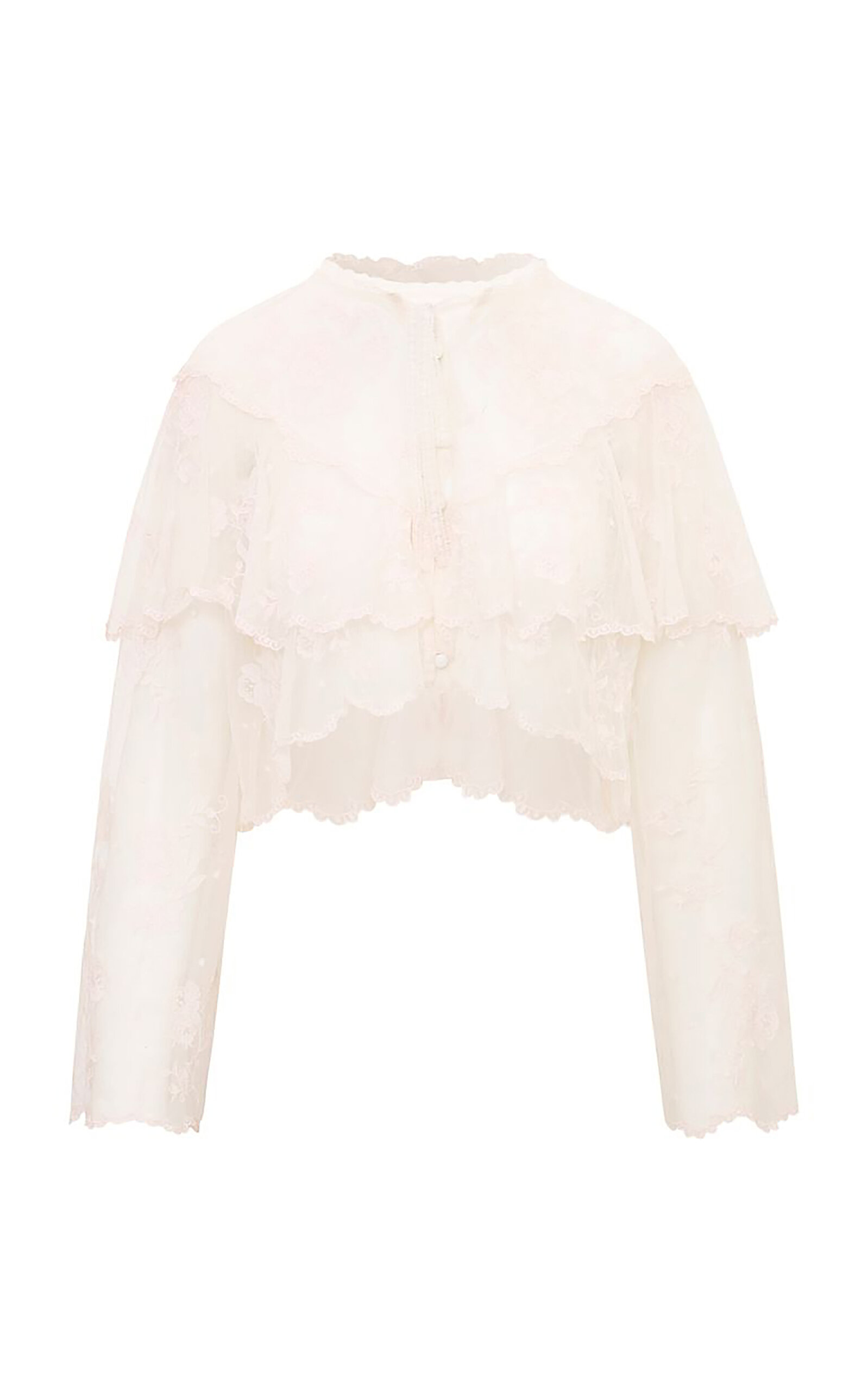 LoveShackFancy Tourelle Embroidered Sheer Lace Top