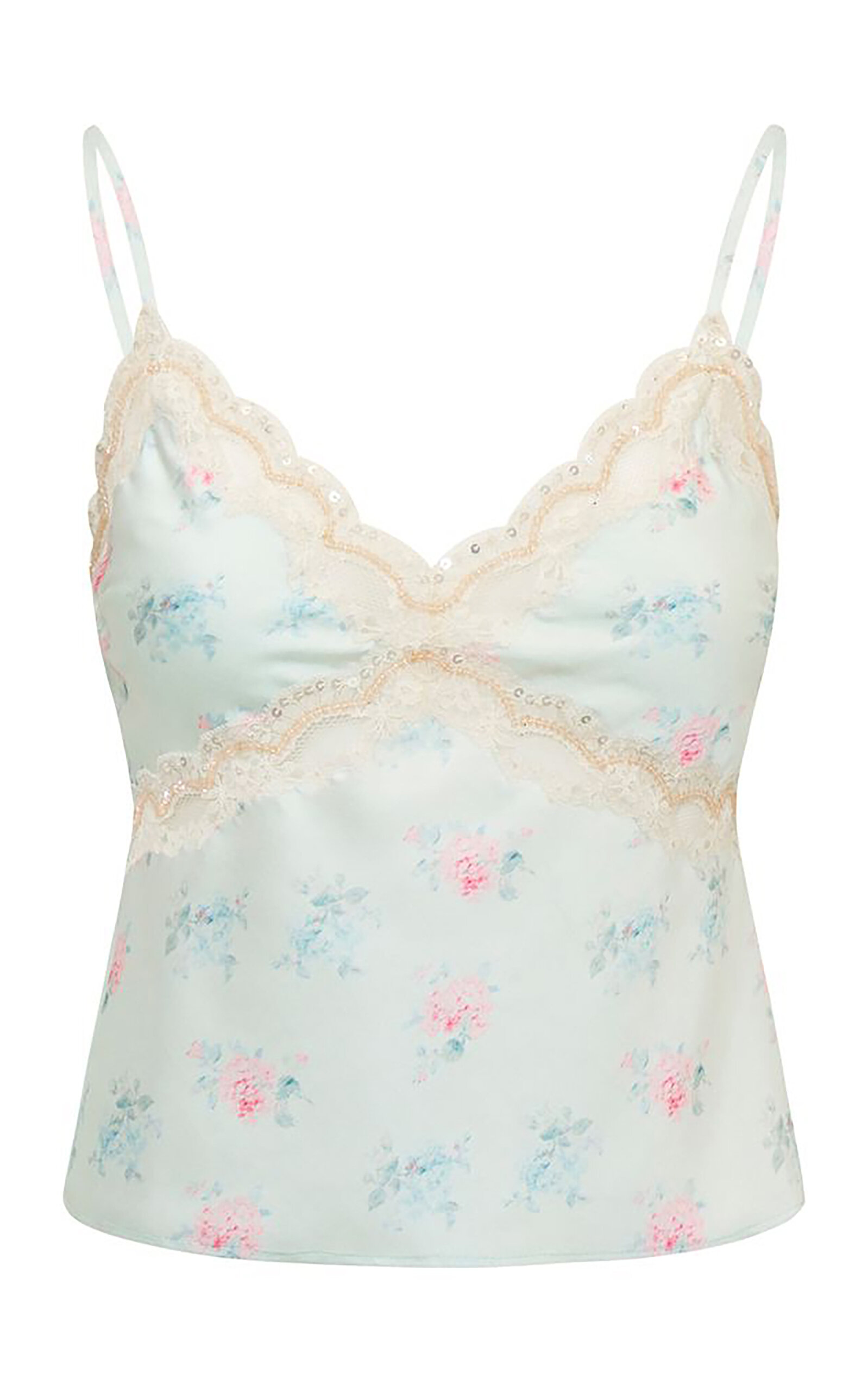 LoveShackFancy Lamora Floral Satin Top