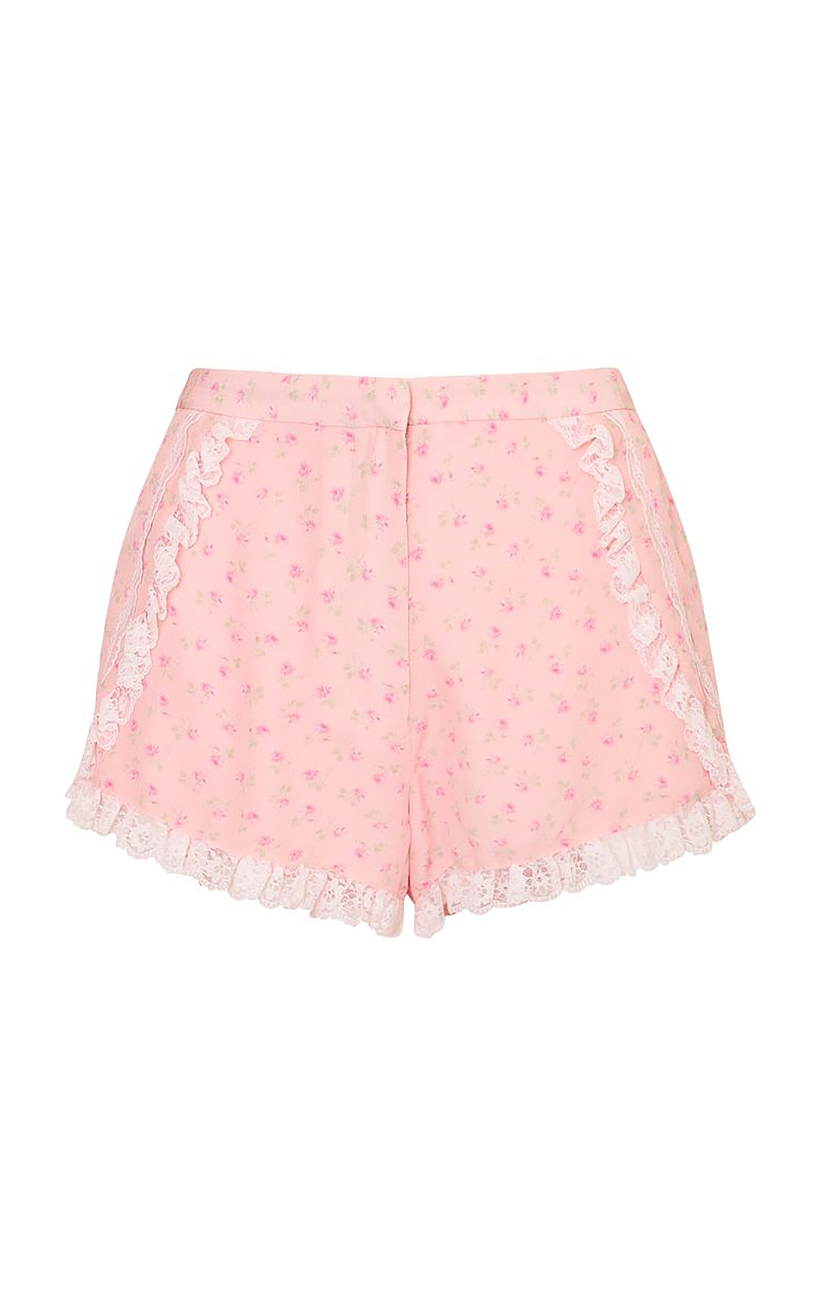 LoveShackFancy Adna Floral Crepe Shorts