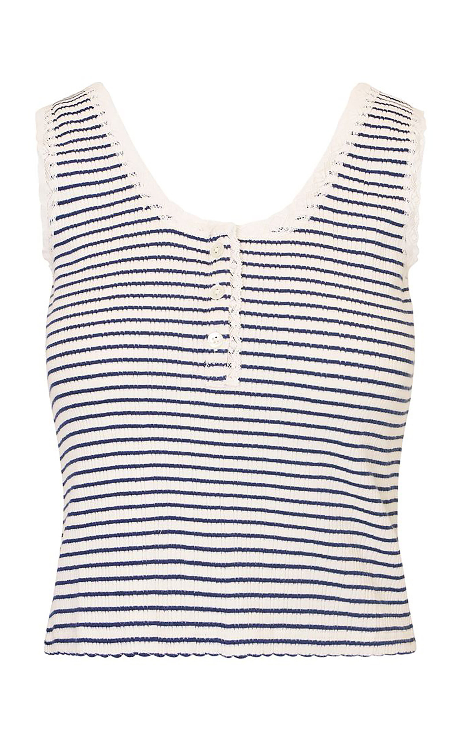 LoveShackFancy Elenabell Ribbed Cotton Top