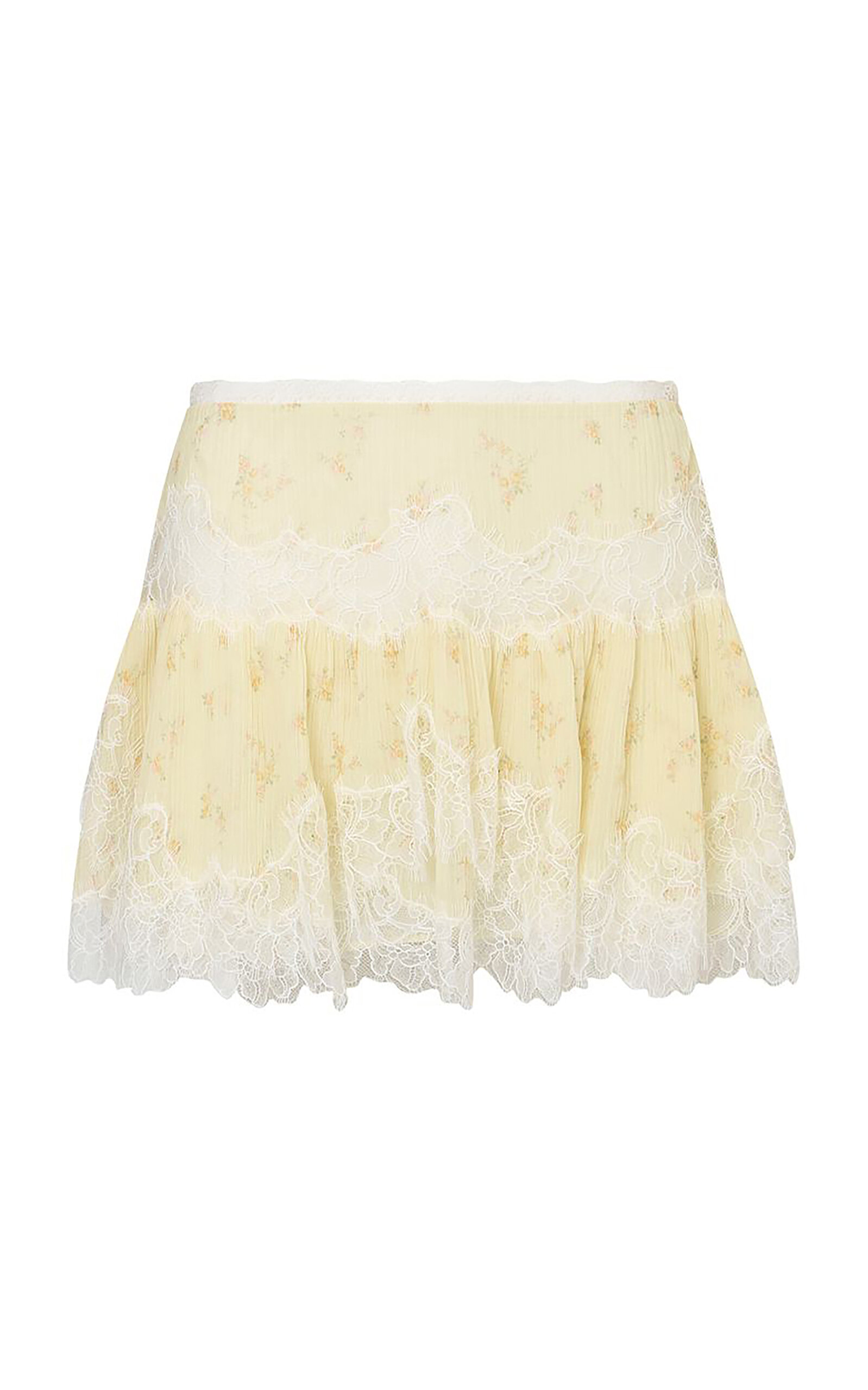 LoveShackFancy Kellison Pleated Silk Blend Skirt