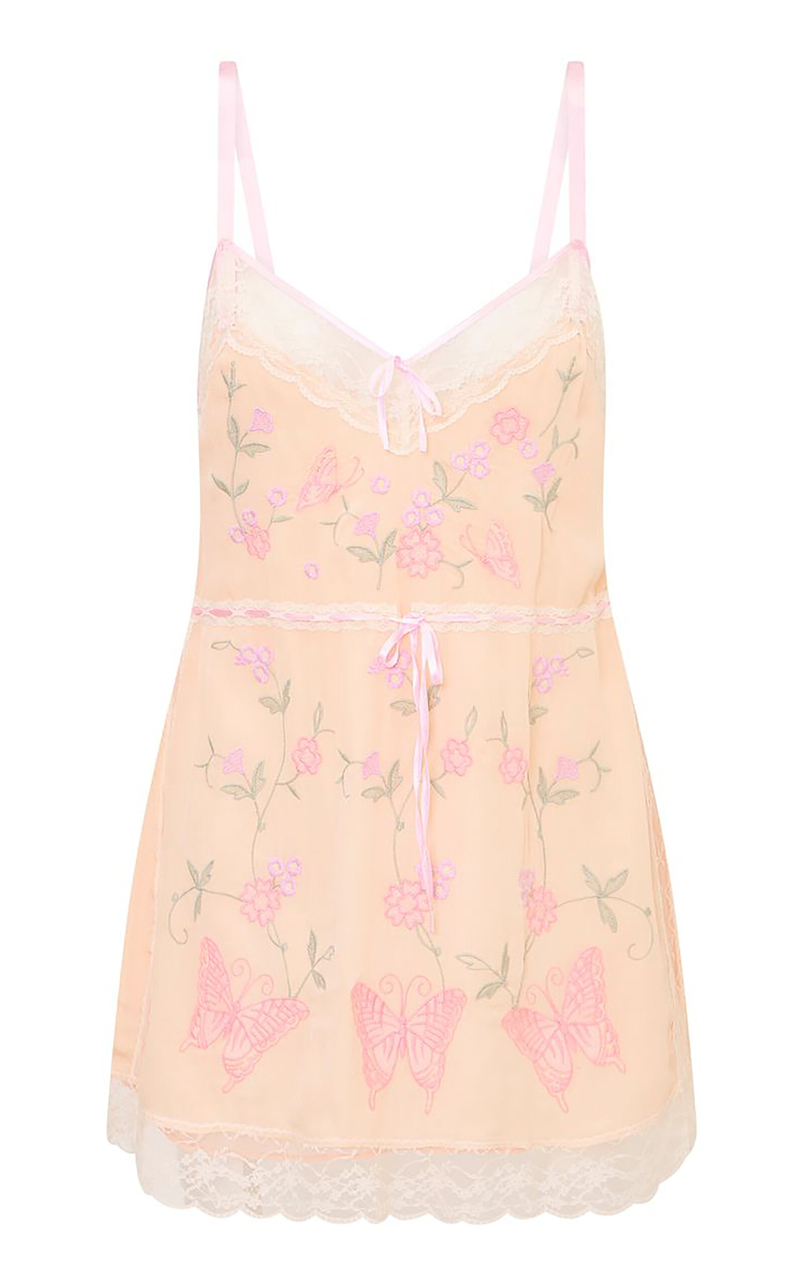 LoveShackFancy Nouvelle Embroidered Silk Mini Dress