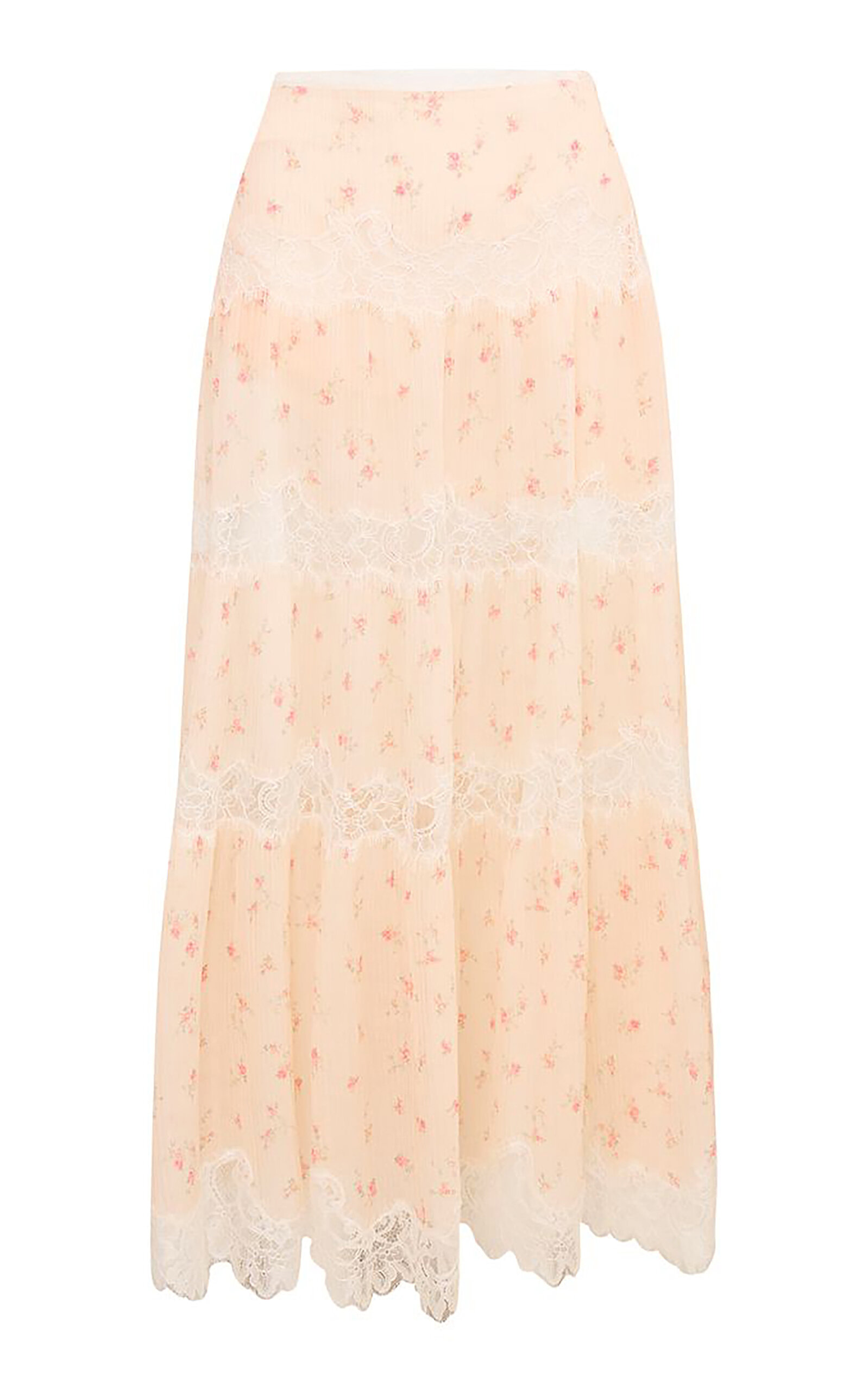 LoveShackFancy Everhart Silk Blend Maxi Skirt