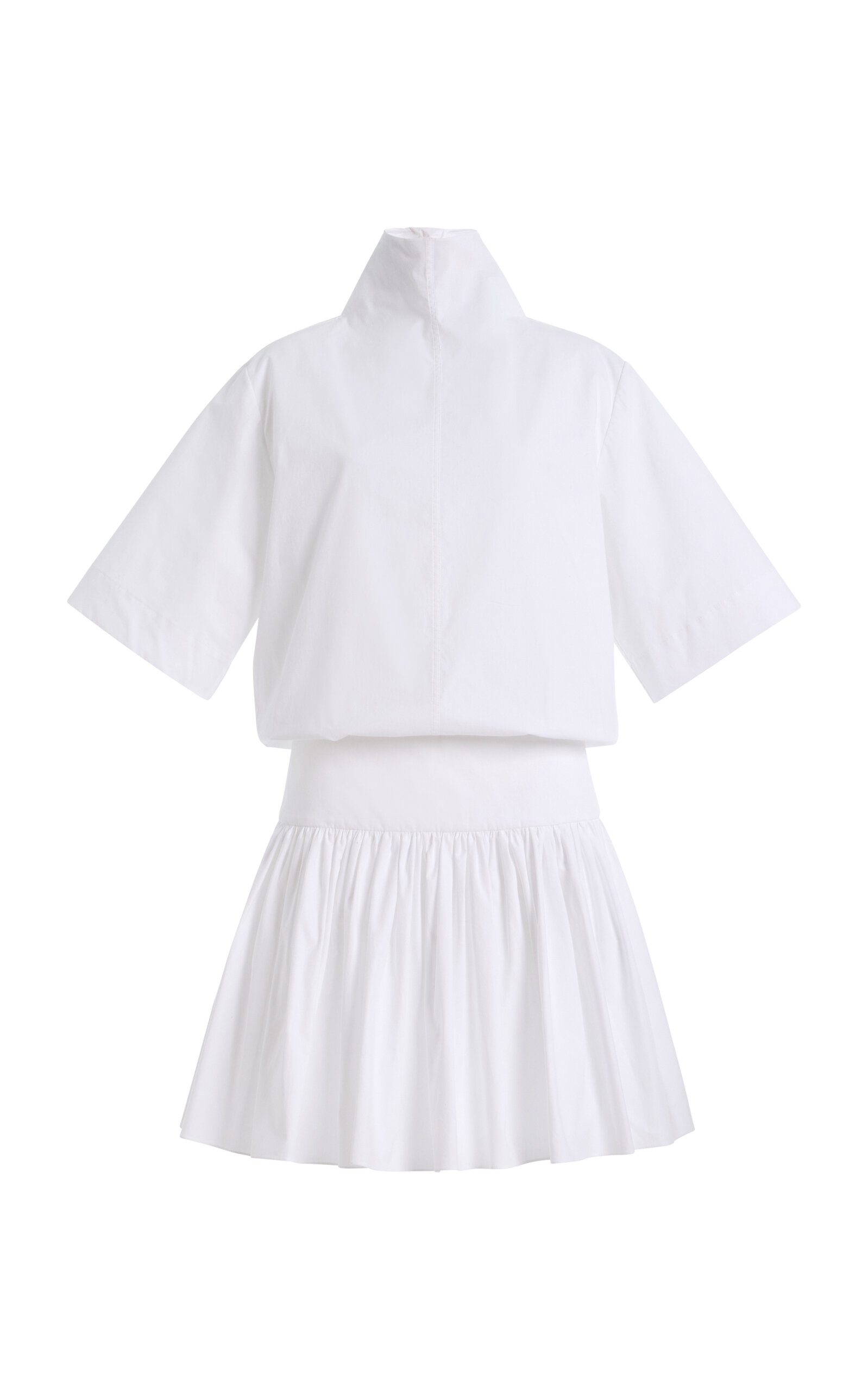 Brandon Maxwell The Florence Shirred Stretch-Cotton Mini Dress