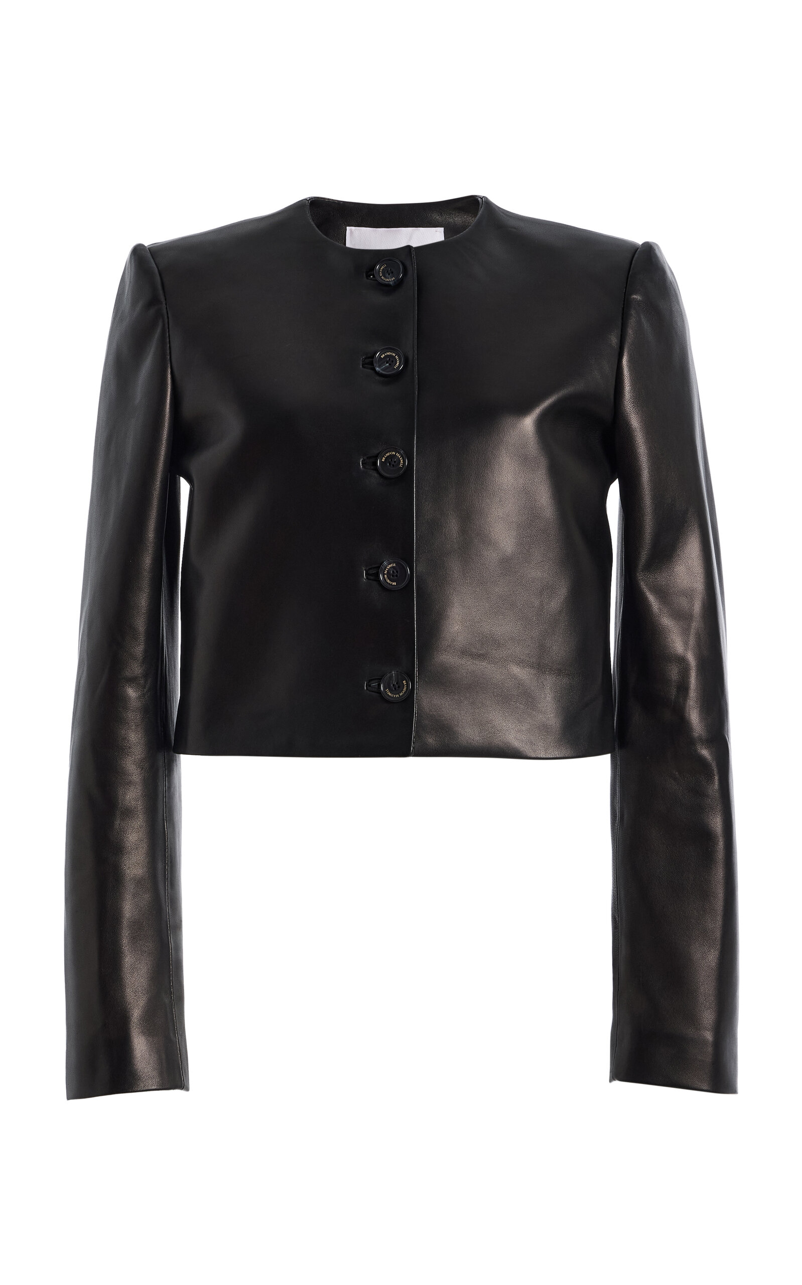 Brandon Maxwell The Ryder Cropped Leather Jacket