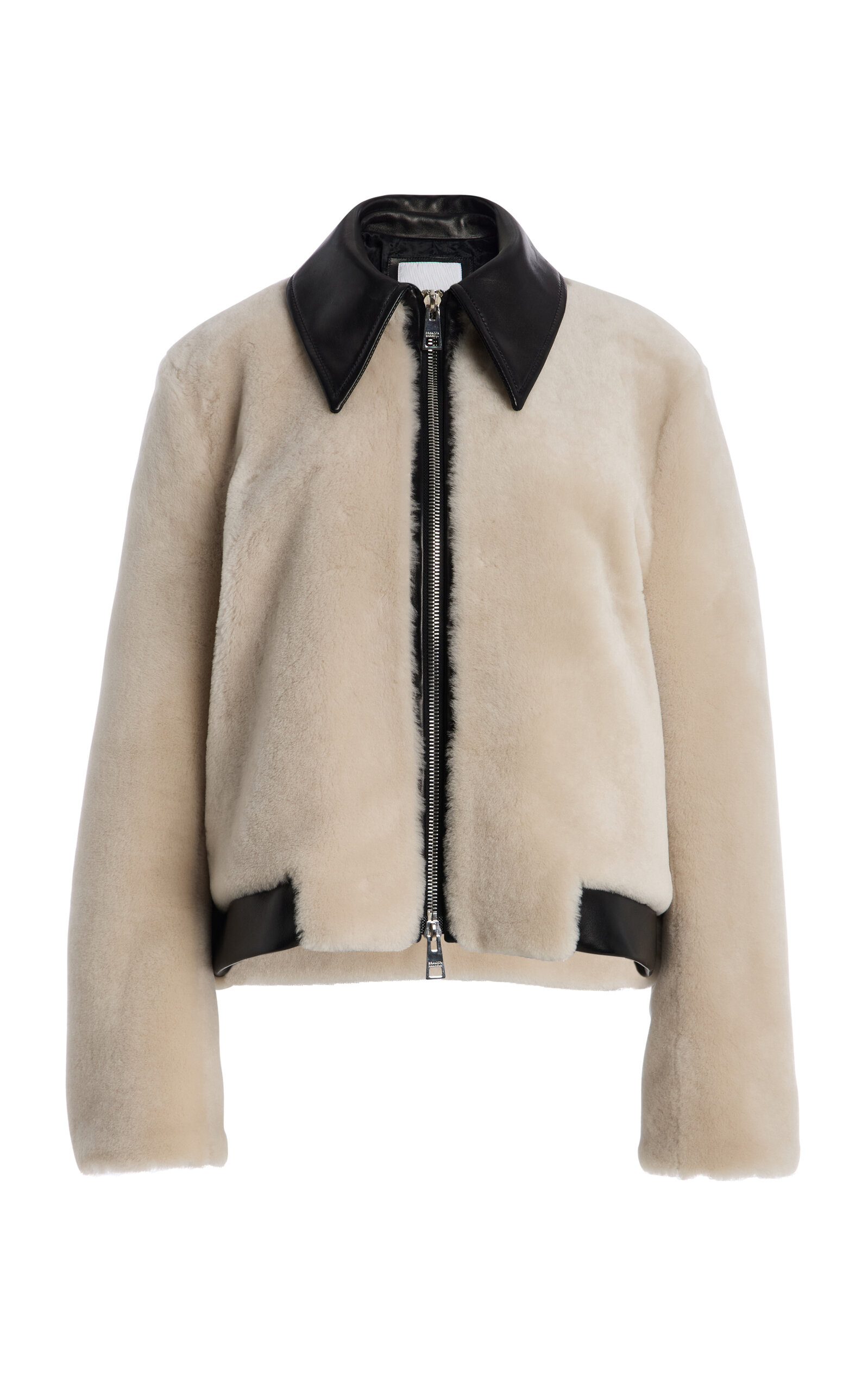 Brandon Maxwell The Whitaker Leather-Detailed Shearling Jacket
