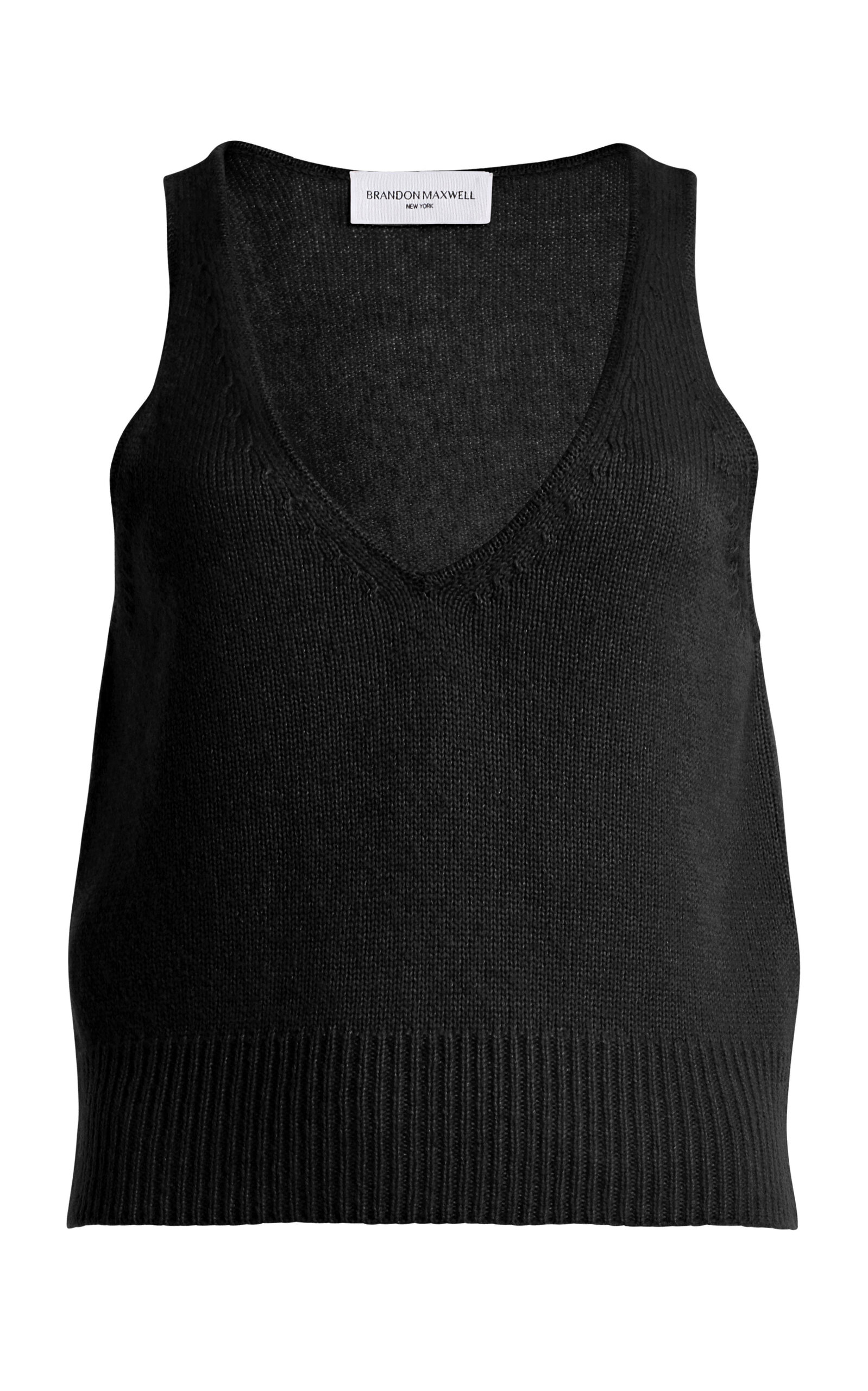 Brandon Maxwell The Reese V-Neck Cashmere-Silk Tank Top