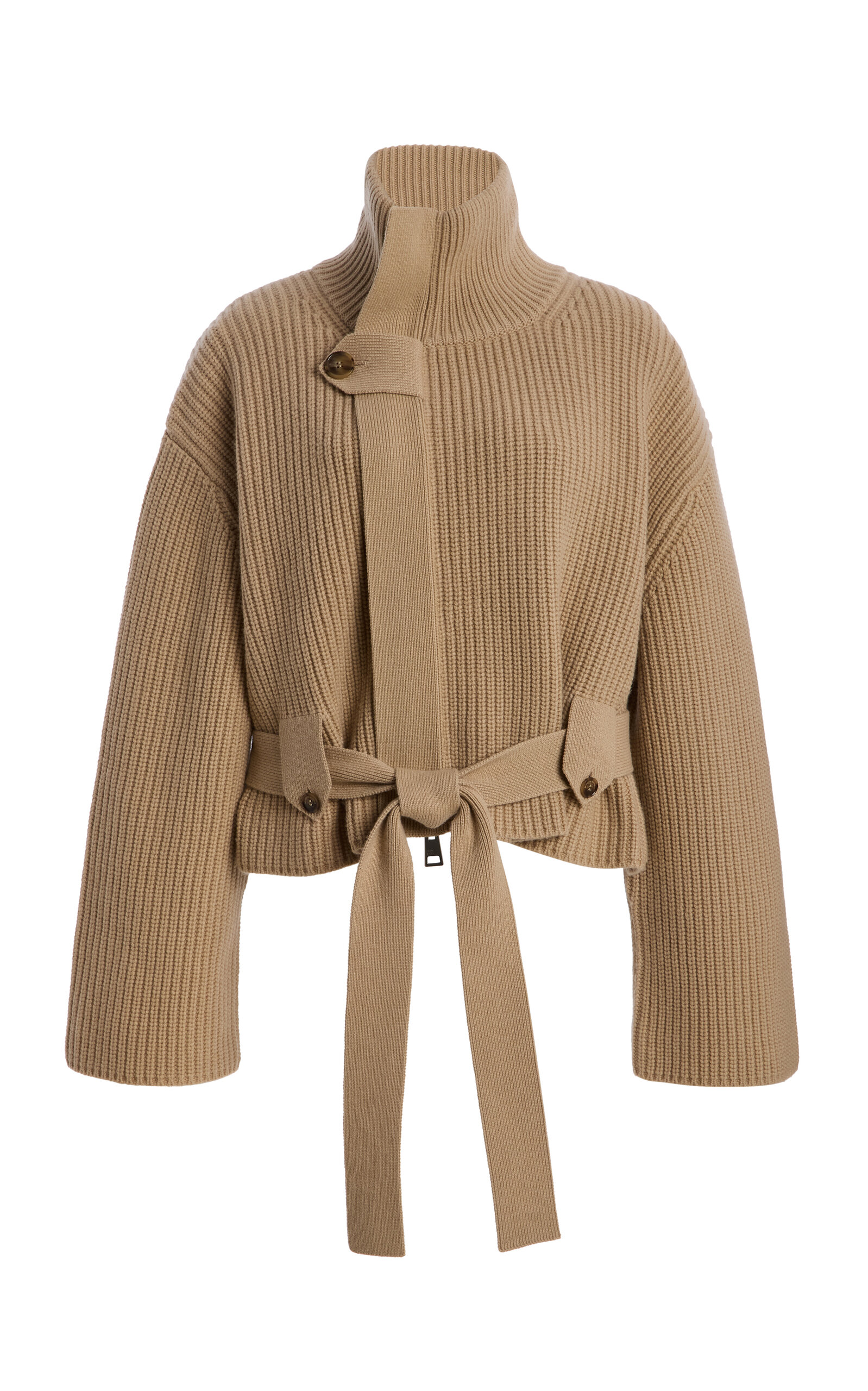 Brandon Maxwell The Neal Belted Recycled-Cashmere-Blend Sweater