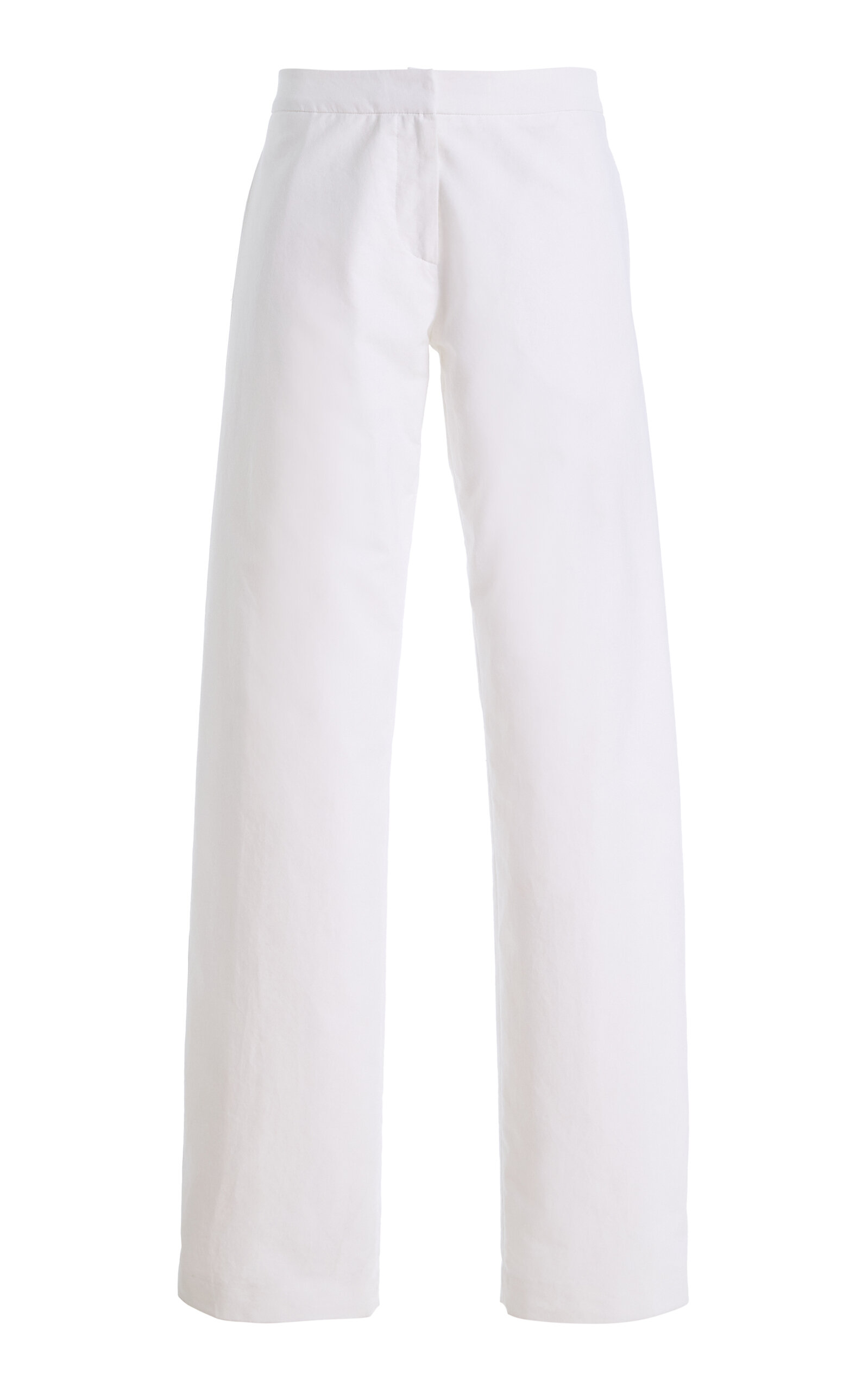 Brandon Maxwell The Parks Side-Pleated Cotton Straight-Leg Pants