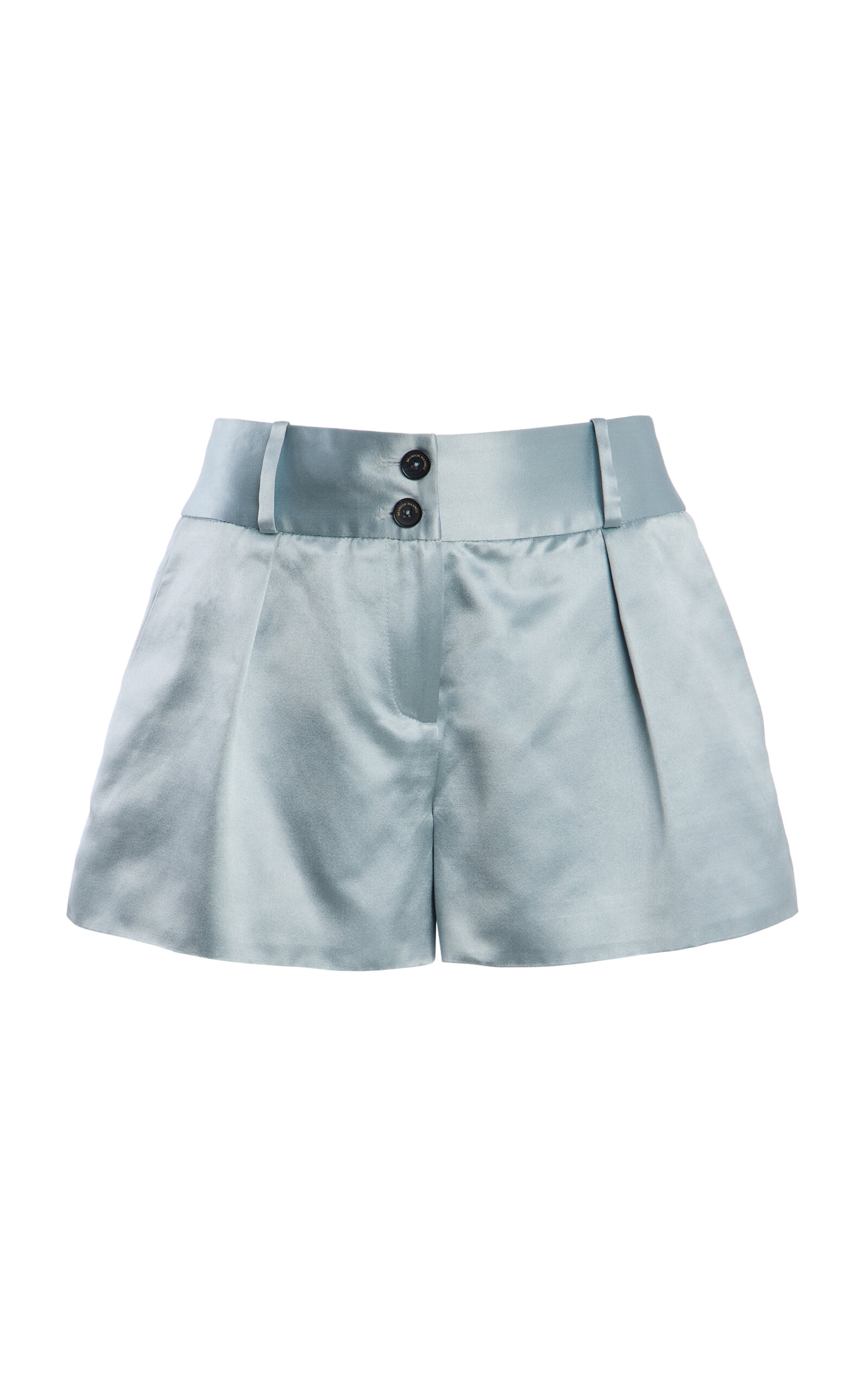 Brandon Maxwell The Whit Pleated Silk Mini Shorts
