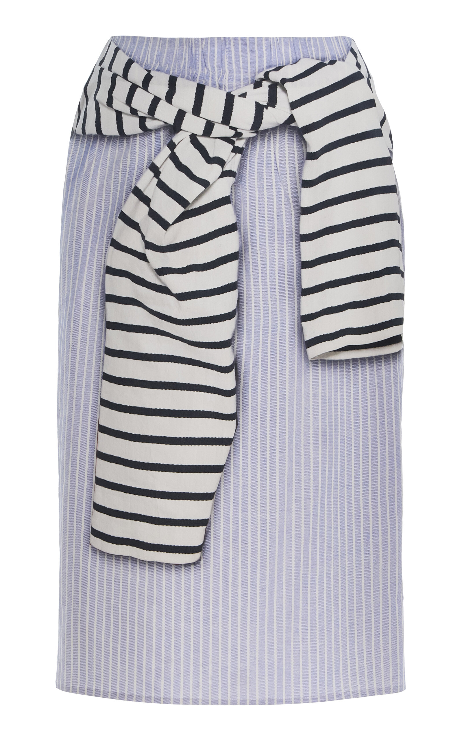 Brandon Maxwell The Townes Trompe L'oeil Cotton Midi Skirt