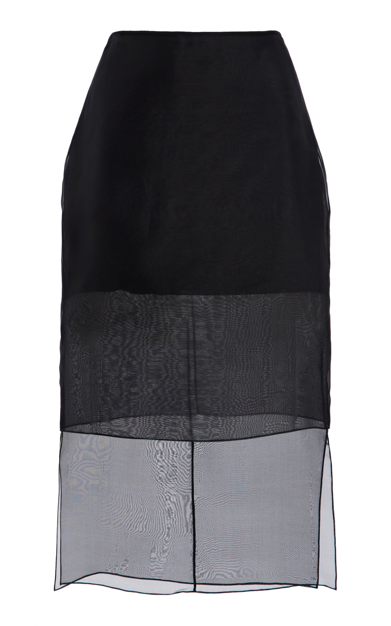Brandon Maxwell The Brett Sheer-Overlay Silk Midi Skirt