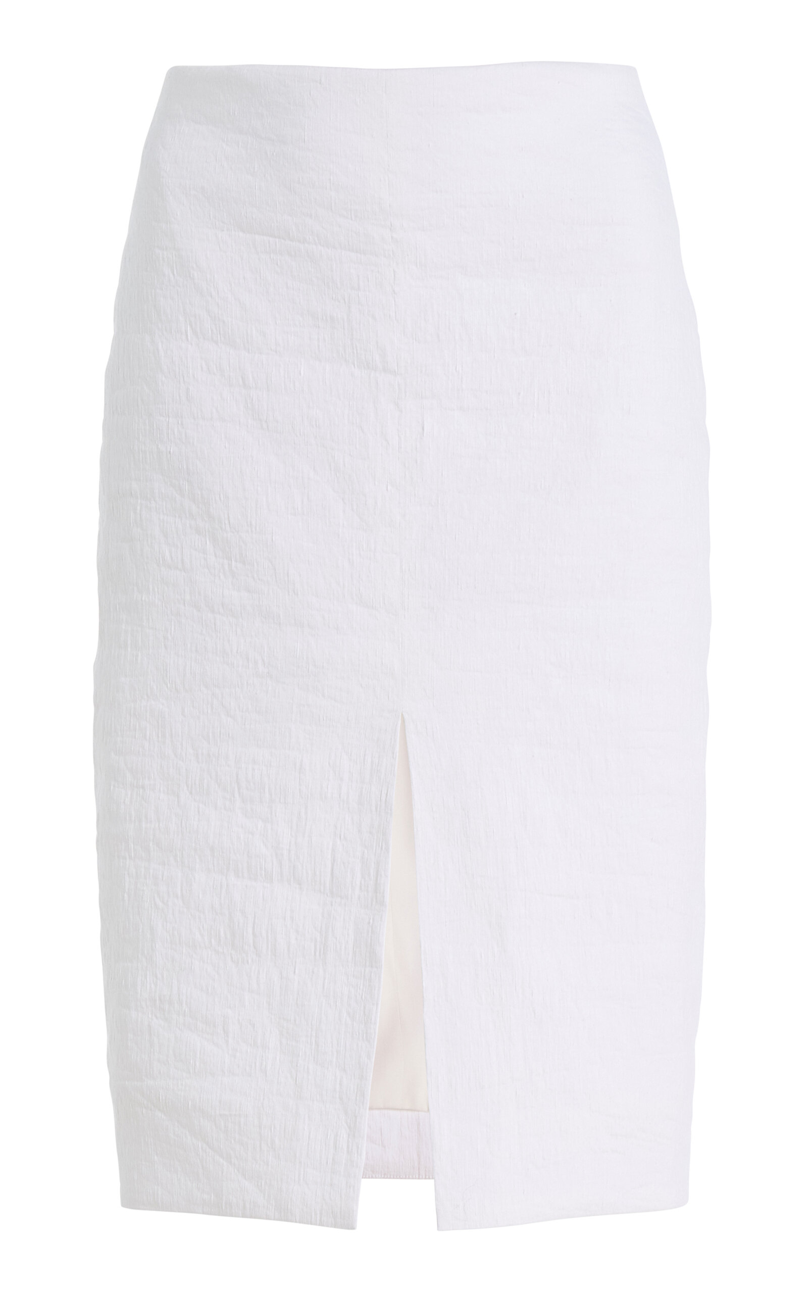 Brandon Maxwell The Fenn Split-Front Linen-Blend Knee-Length Skirt