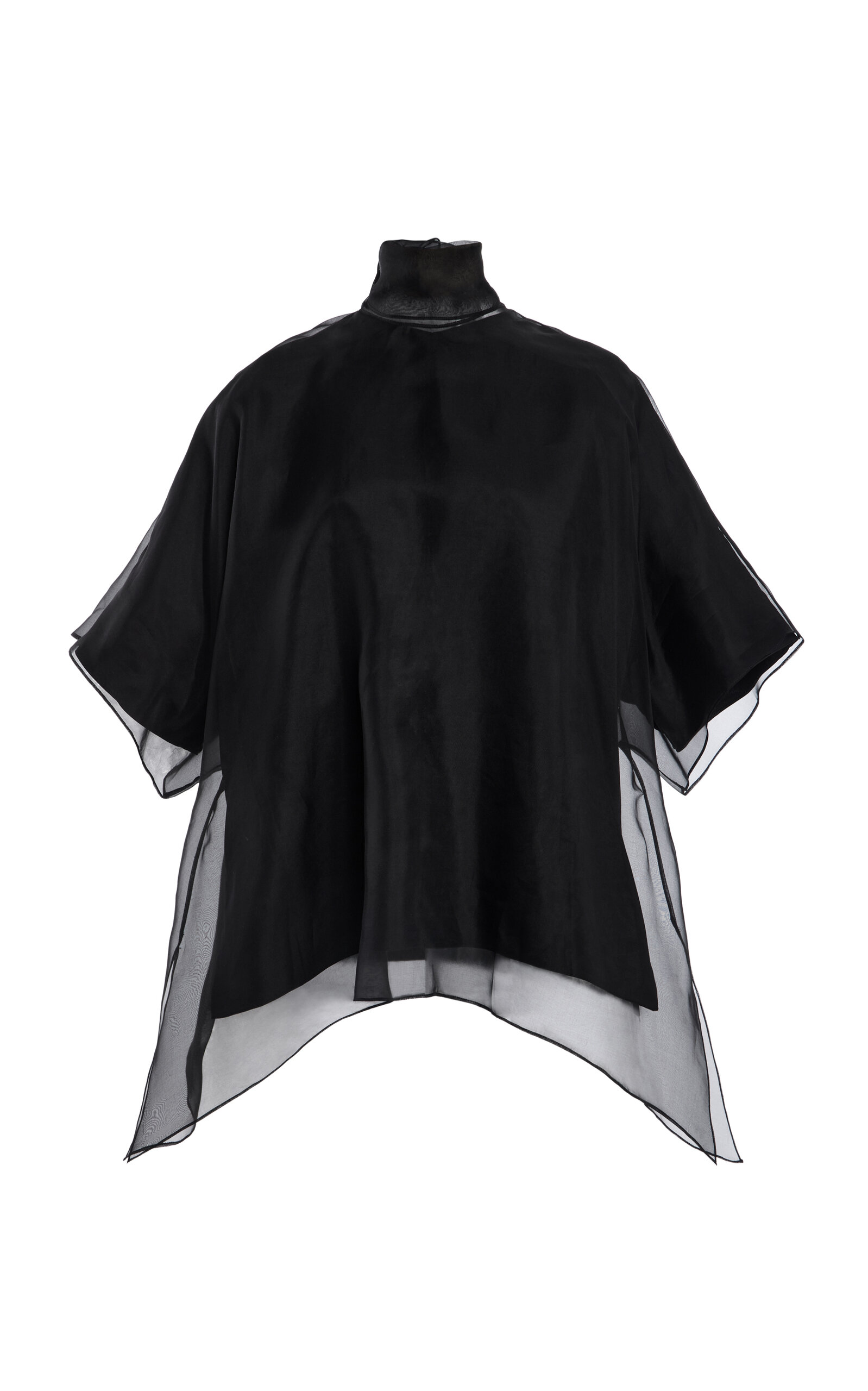 Brandon Maxwell The Cali Tie-Neck Silk-Organza Blouse