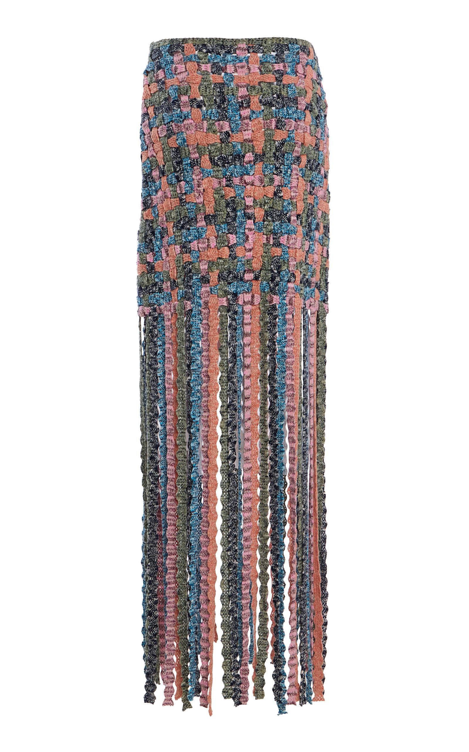 Ulla Johnson Gais Fringed Macramé Cotton Knit Skirt - Moda Operandi