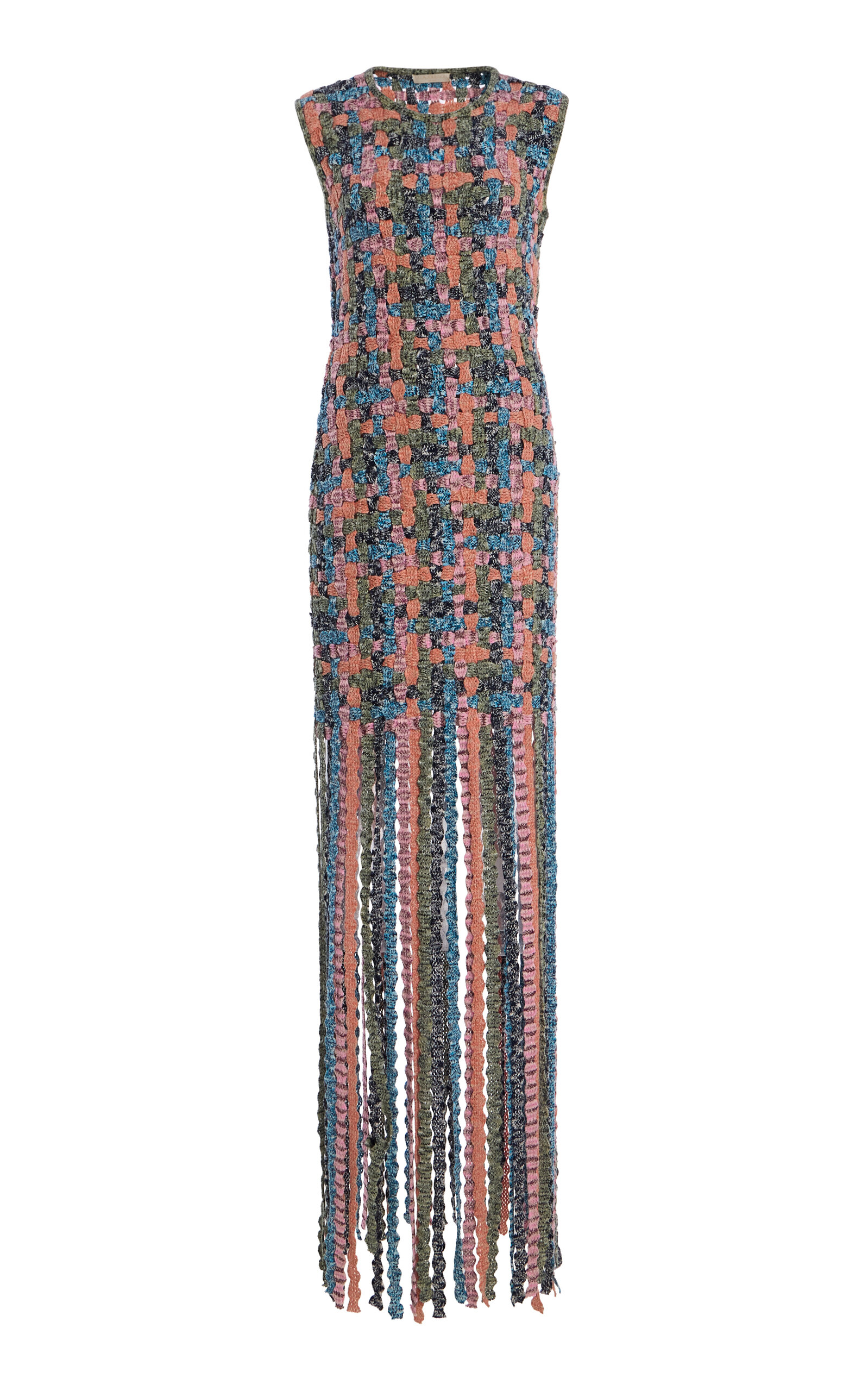 Ulla Johnson Alexis Fringed Macramé Cotton Knit Dress - Moda Operandi