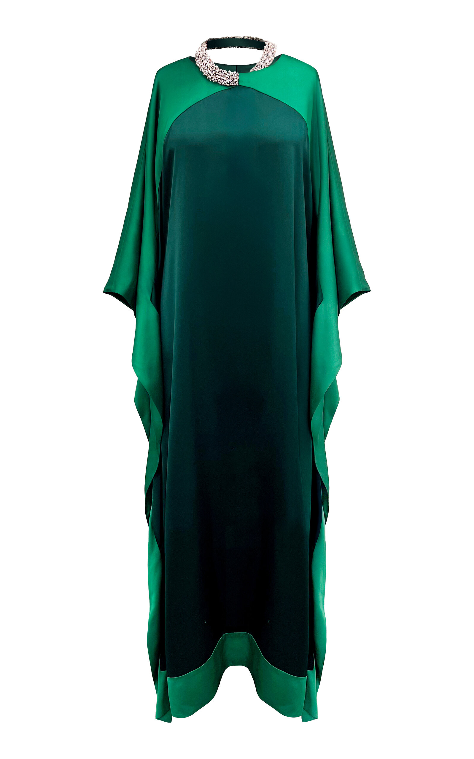 SemSem Embellished Color-Blocked Silk Caftan Dress