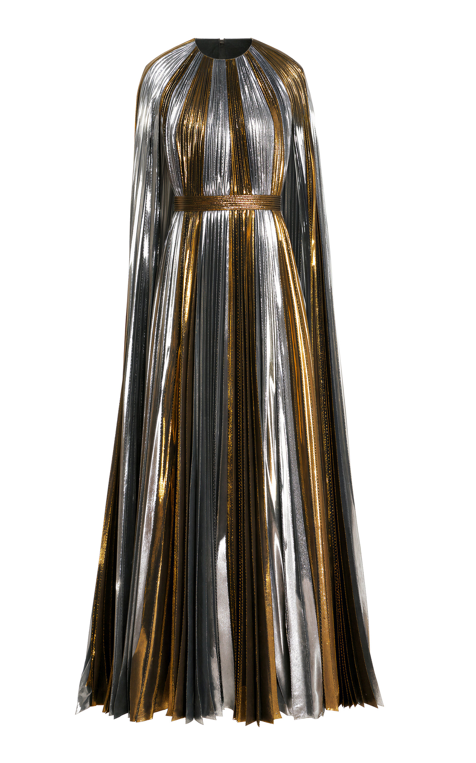 SemSem Pleated Silk-Lamé Caftan Dress