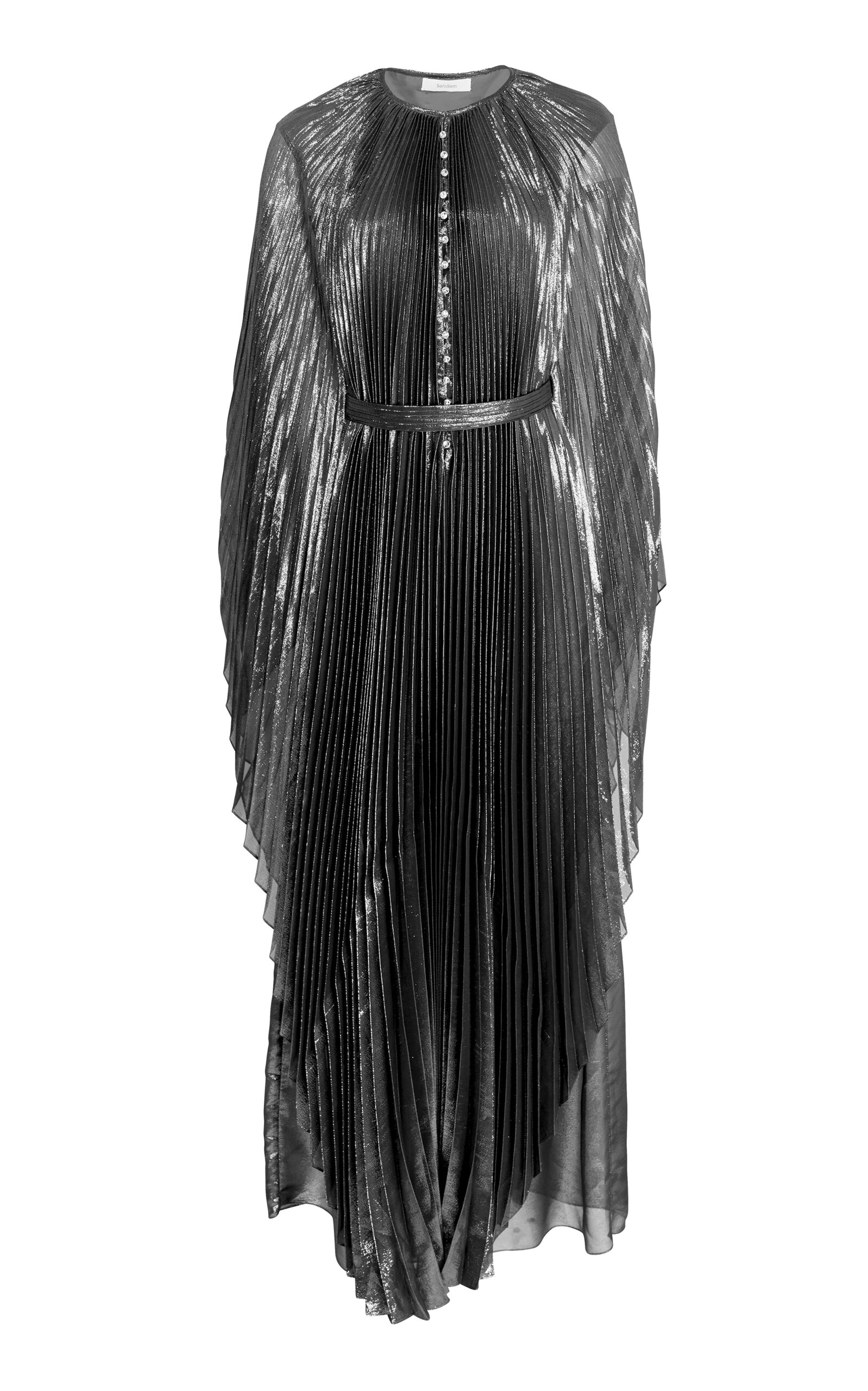 SemSem Pleated Lamé Caftan Dress
