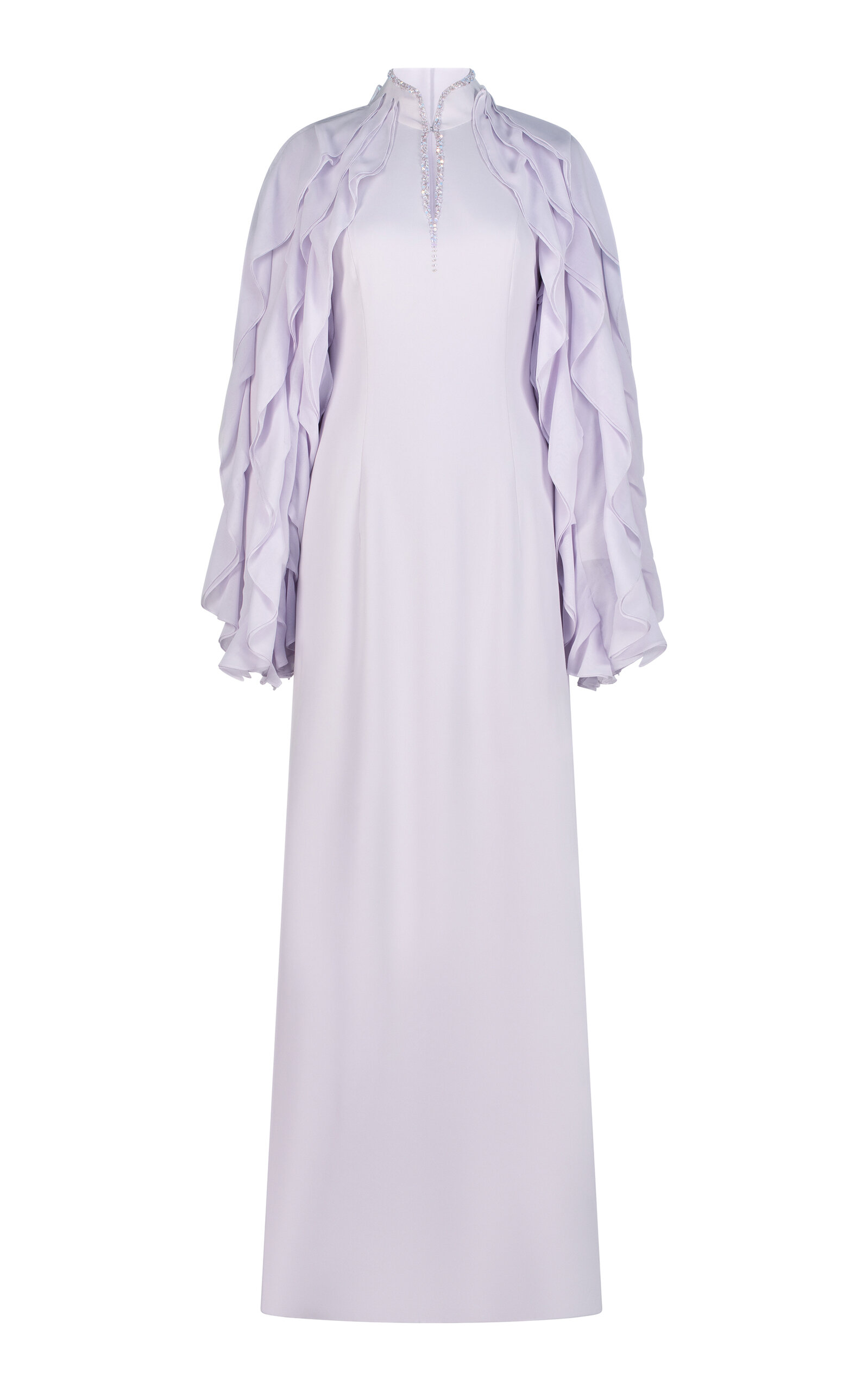 Aquillora Innocence Ruffle Sleeve Chiffon Maxi Dress