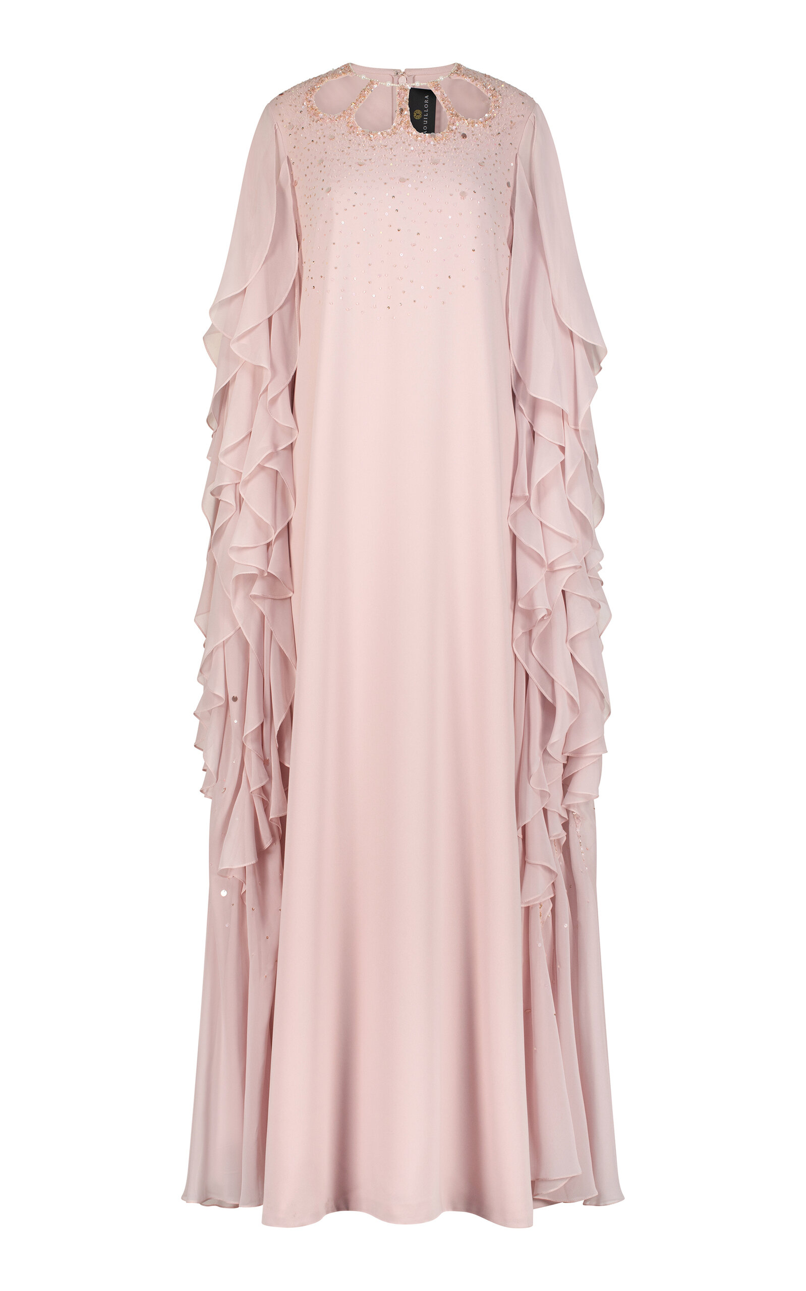 Aquillora Innocence Long Ruffle Sleeve Chiffon Maxi Dress