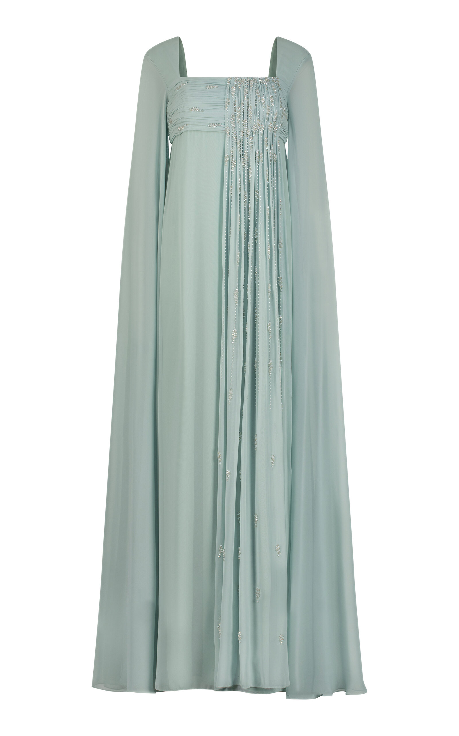 Aquillora Zenith Pleated Embellished Chiffon Caftan Dress