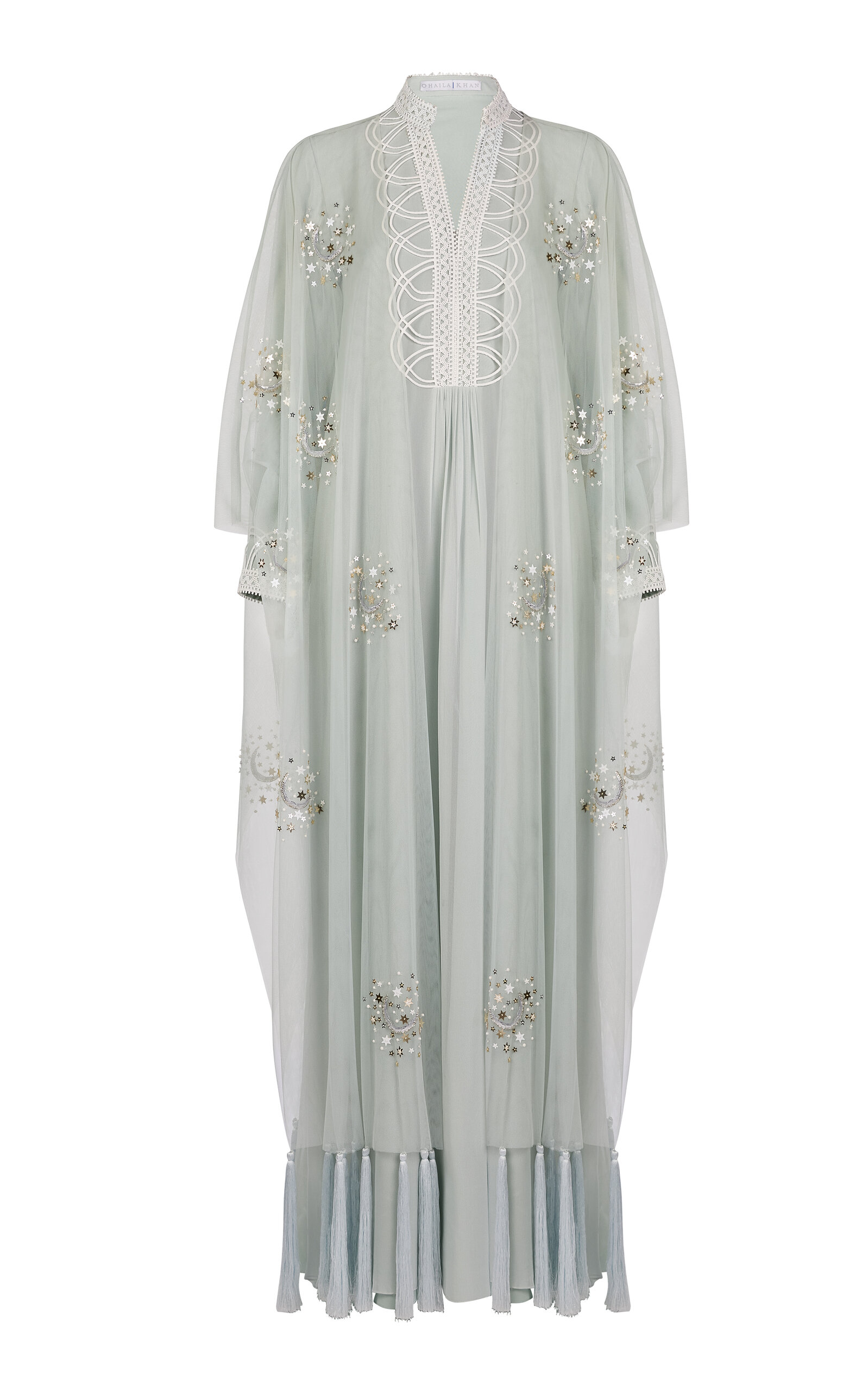 Ola by Ohaila Khan Embroidered Crepe-Tulle Caftan Dress
